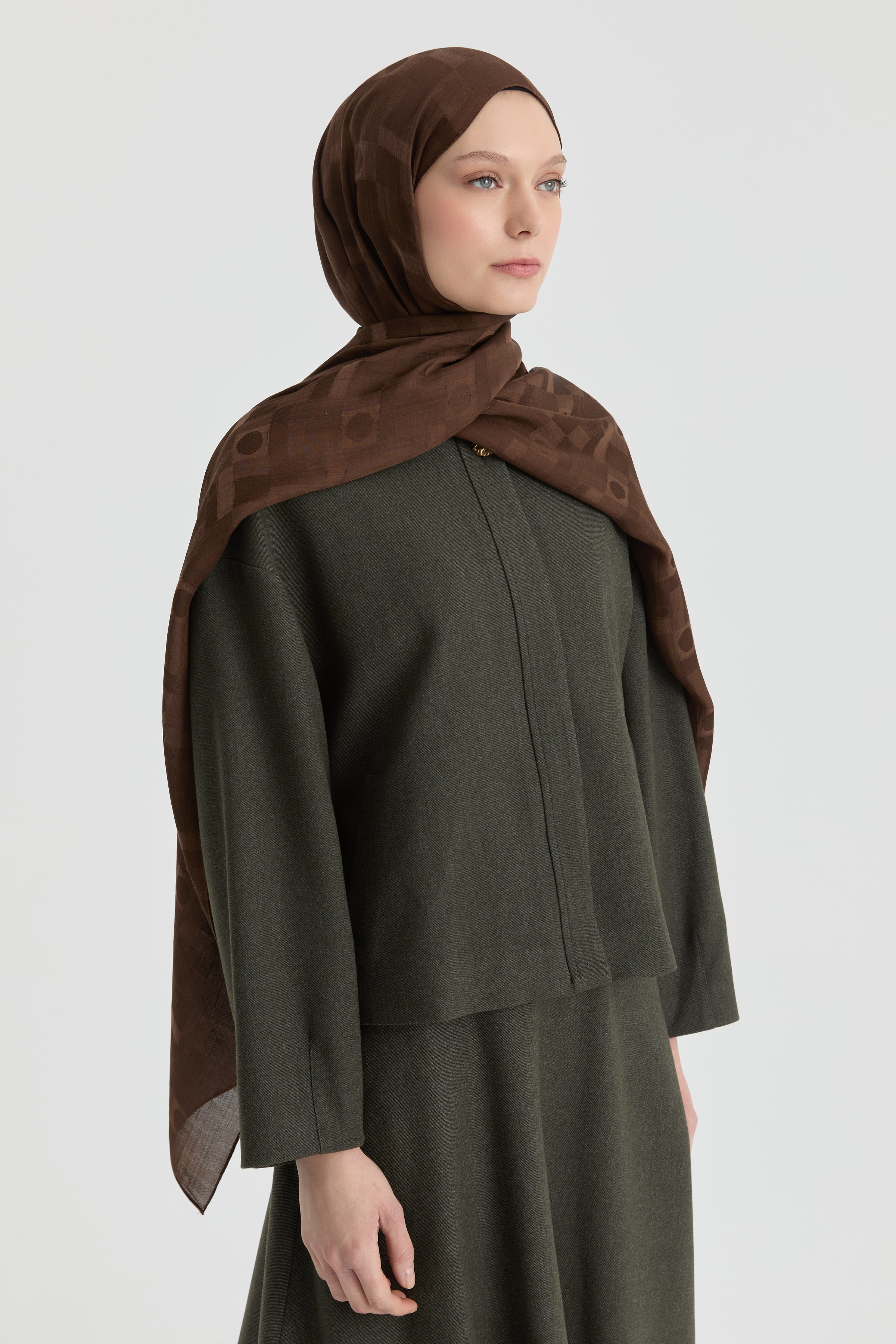 Miray Jakar Natural Şal - Kahve TUGBA