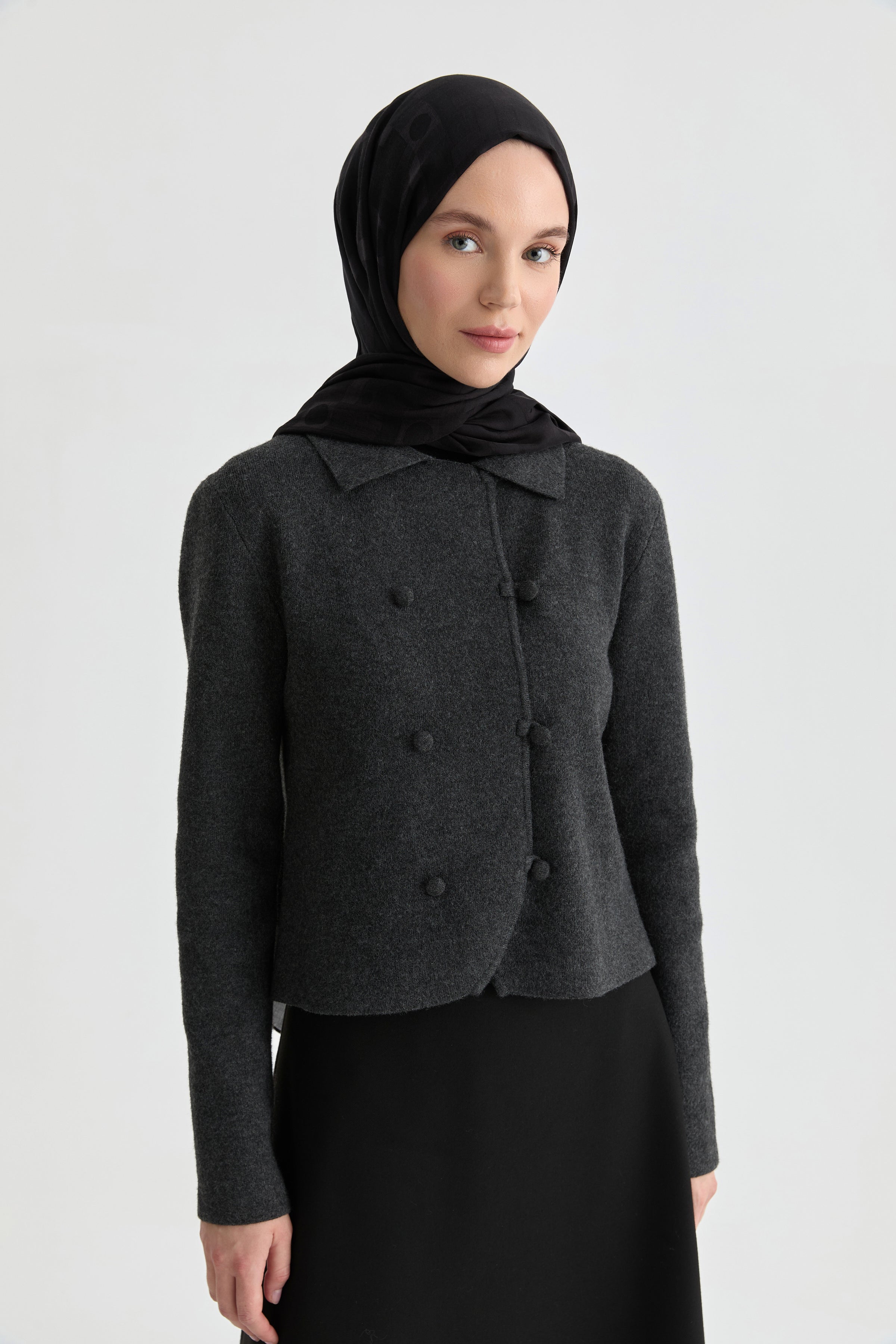 Miray Jakar Natural Şal - Siyah TUGBA
