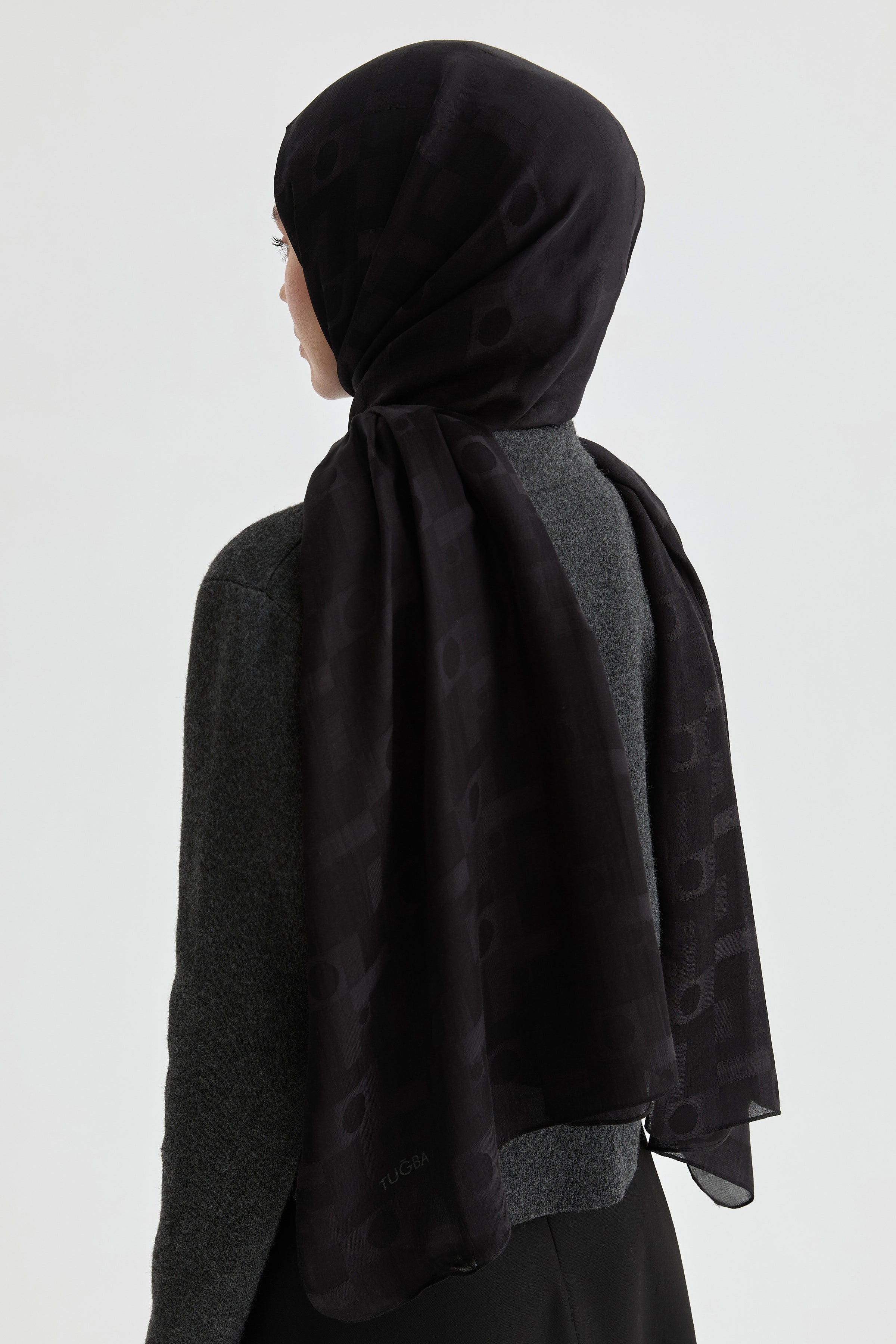 Miray Jakar Natural Şal - Siyah TUGBA