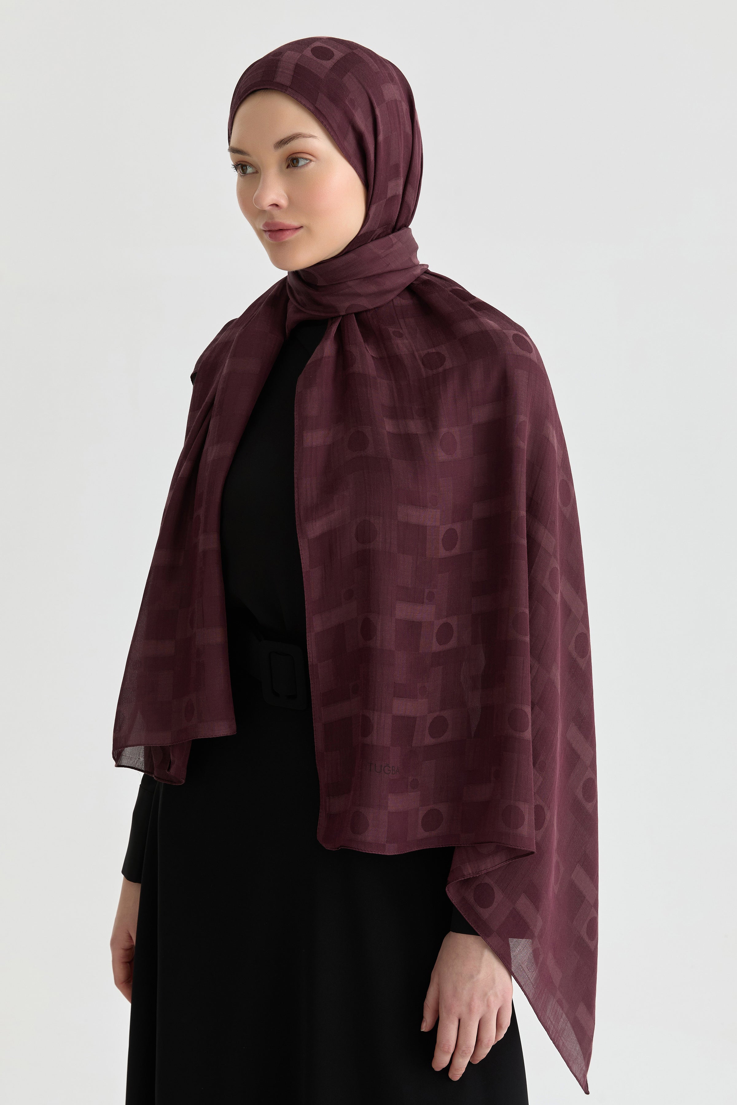 Miray Jakar Natural Şal - Mürdüm TUGBA