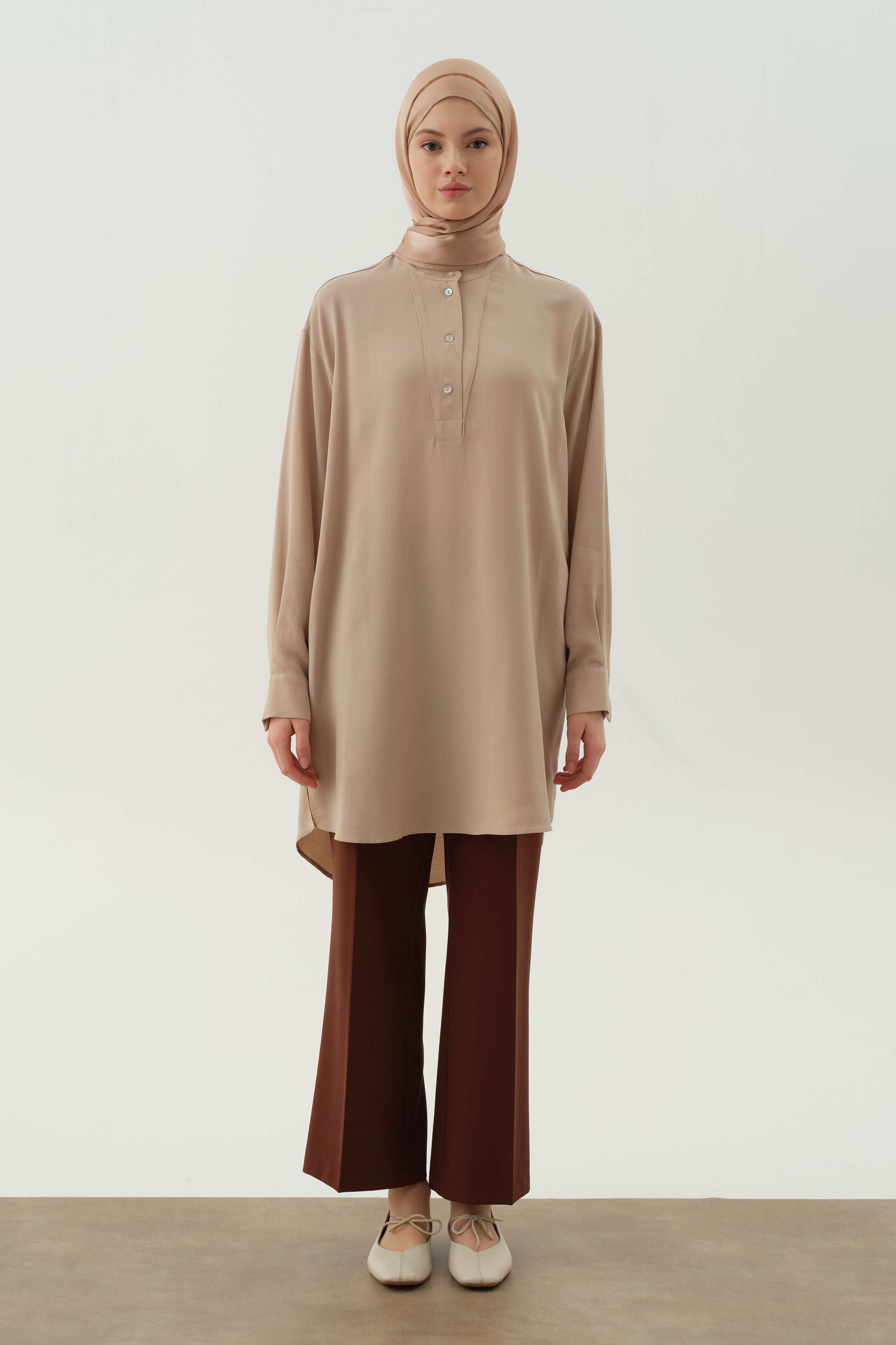 Beli Lastikli Culotte Pantolon - Kahve TUGBA