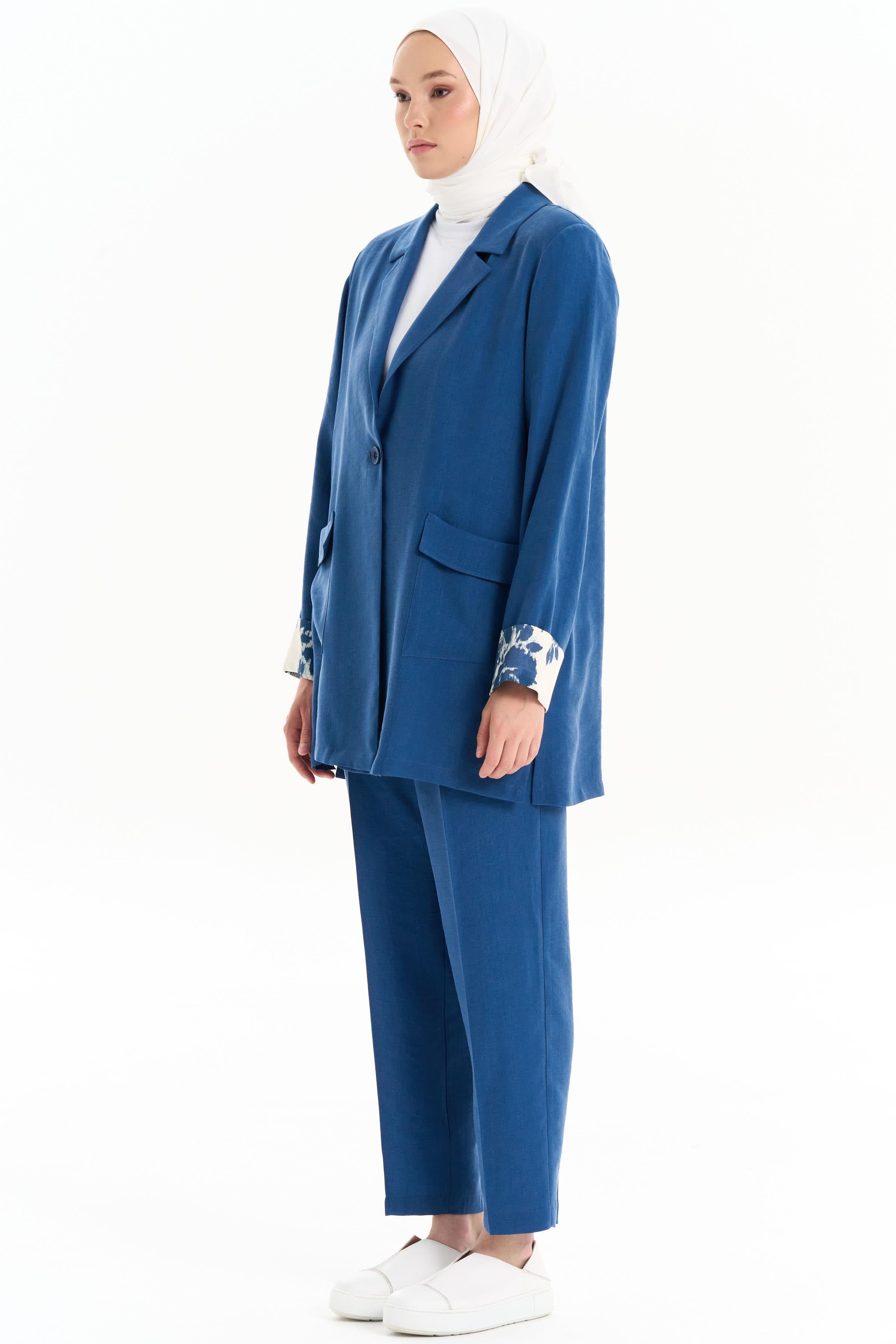 Garnili Cep Detaylı Ceket - İndigo TUGBA