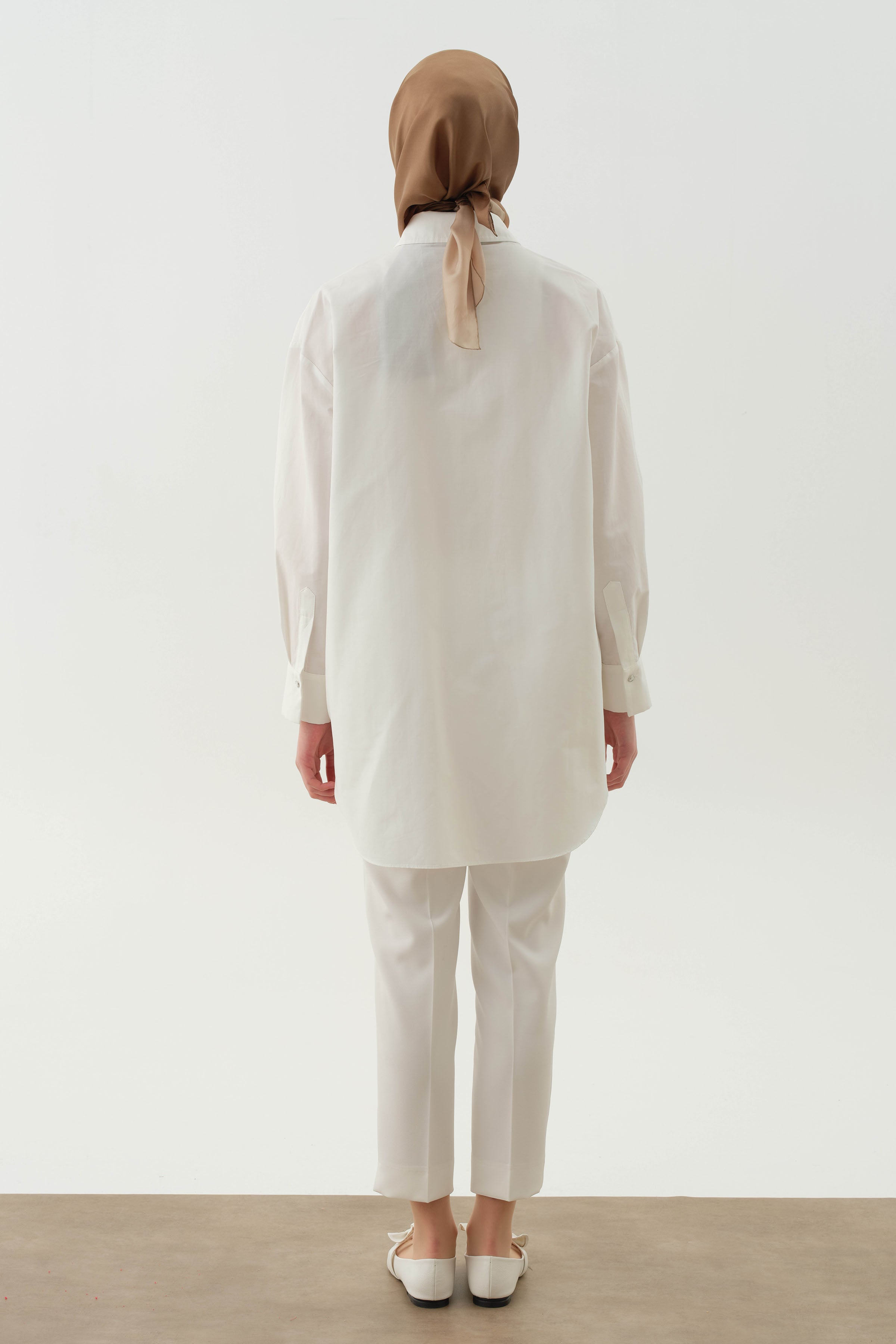 Yüksek Bel Basıc Pantolon - Ekru TUGBA