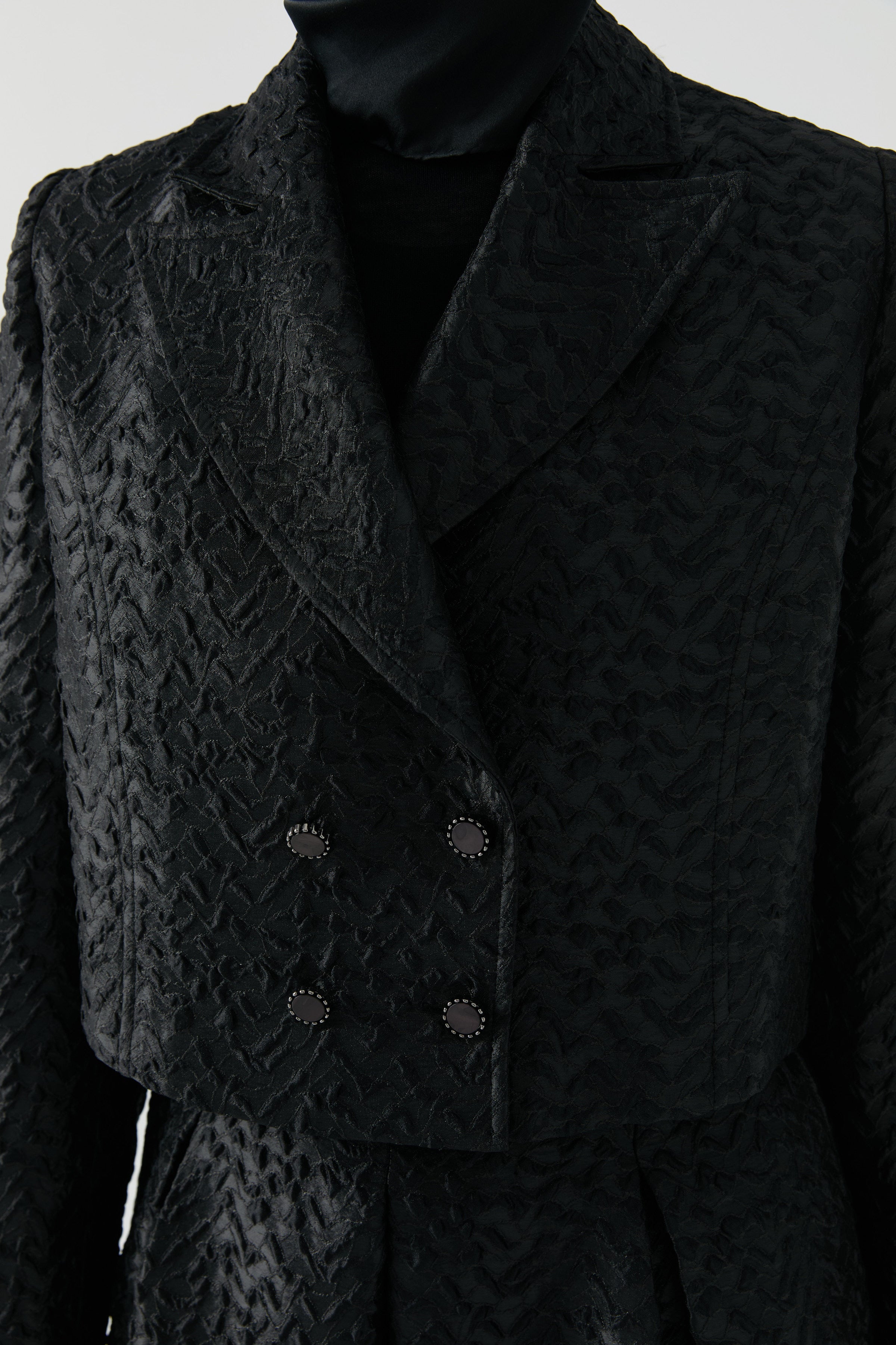 Jakarlı Etek Ceket Takım - Siyah TUGBA