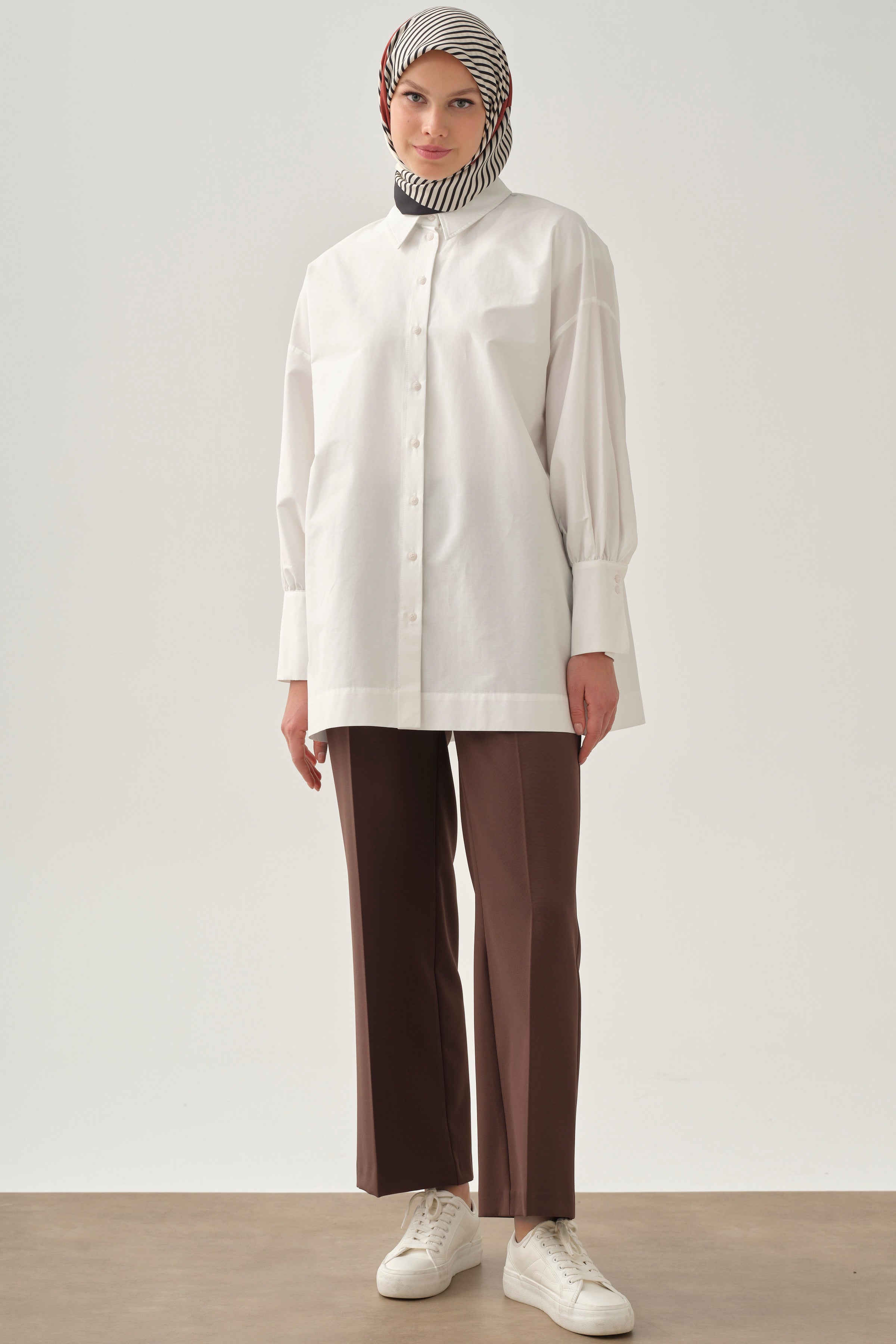 Beli Lastikli Culotte Pantolon - Kahve TUGBA