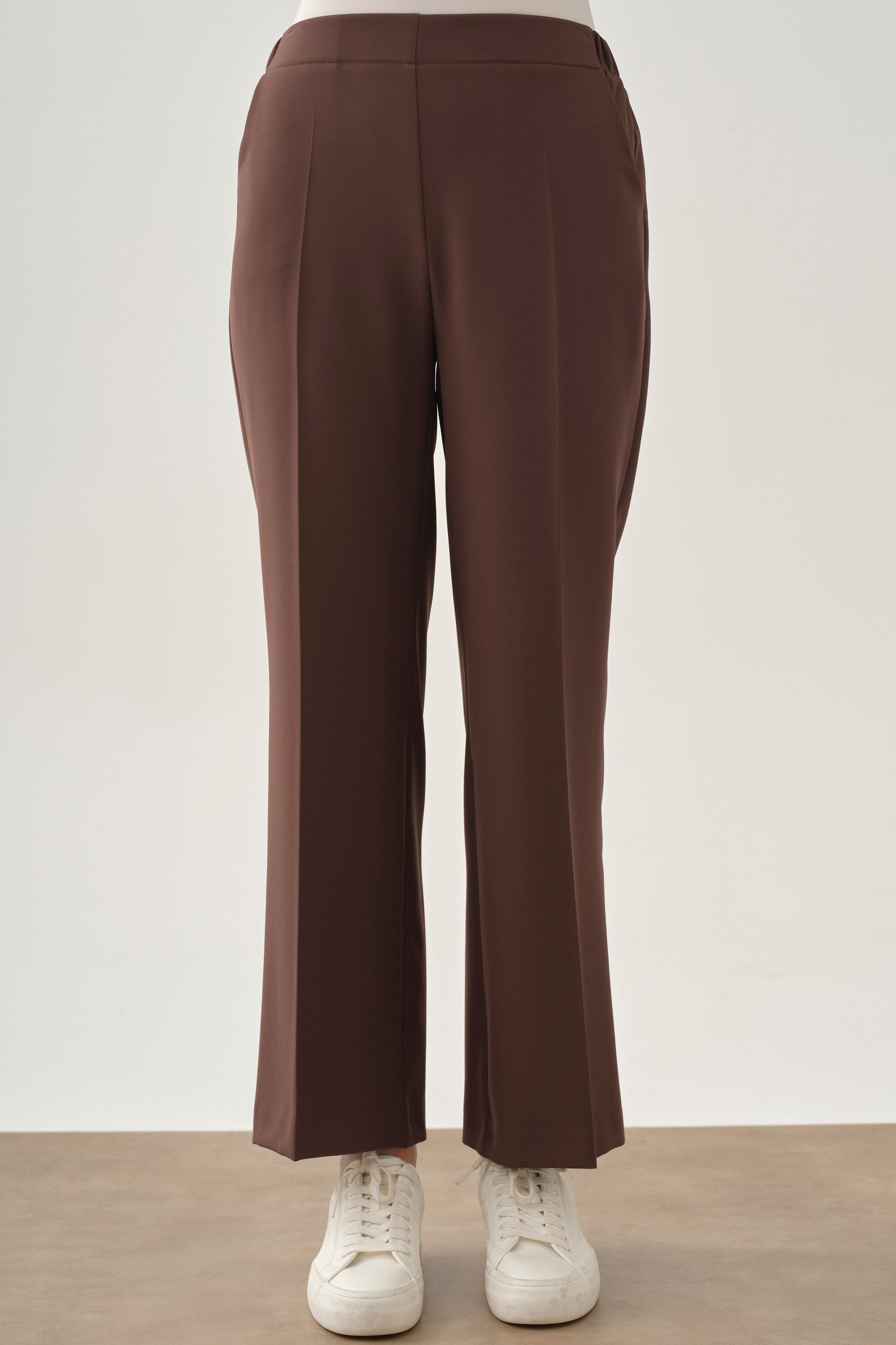 Beli Lastikli Culotte Pantolon - Kahve TUGBA