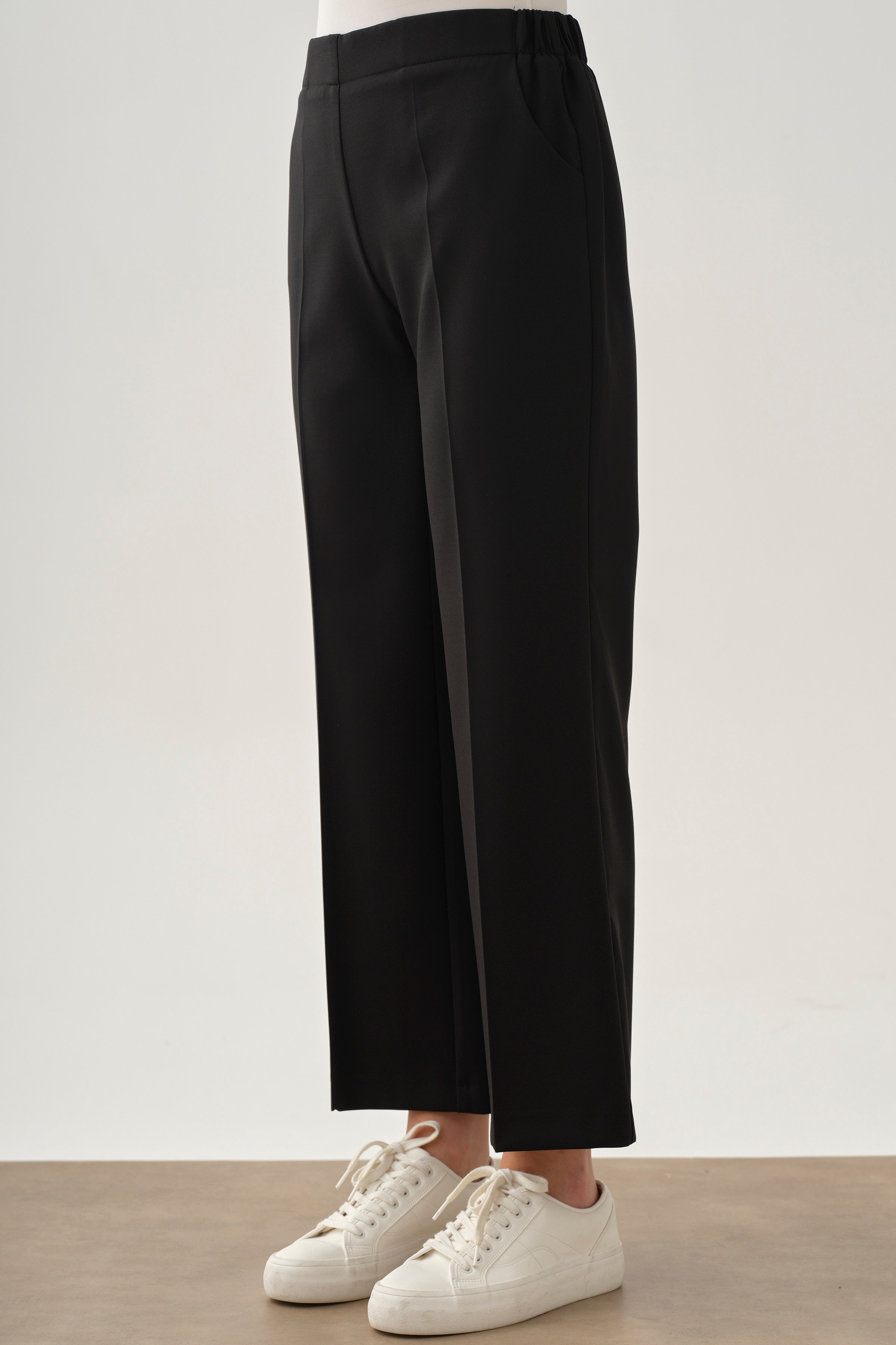 Beli Lastikli Culotte Pantolon - Siyah TUGBA