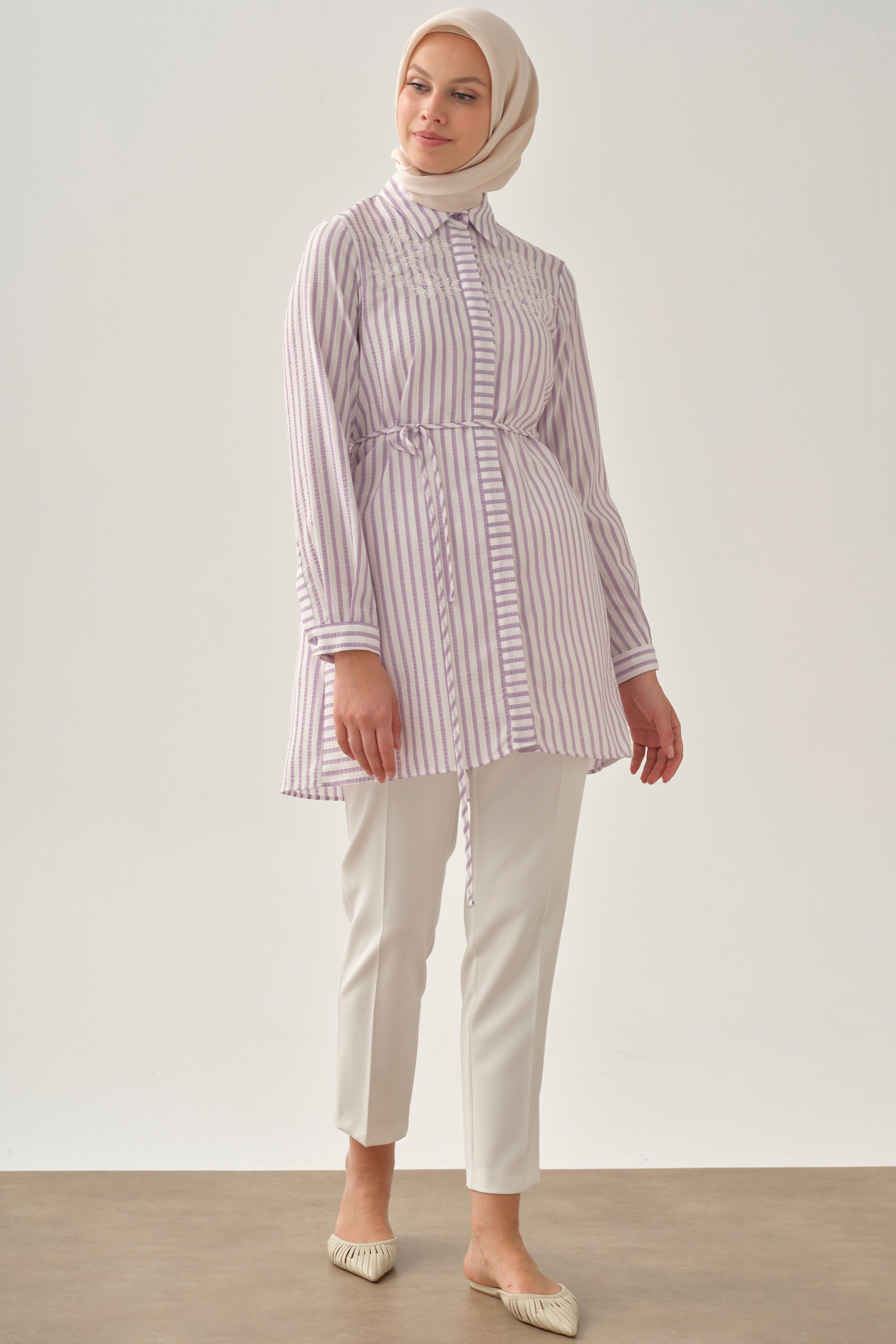 Bel Lastikli Havuç Pantolon - Ekru TUGBA