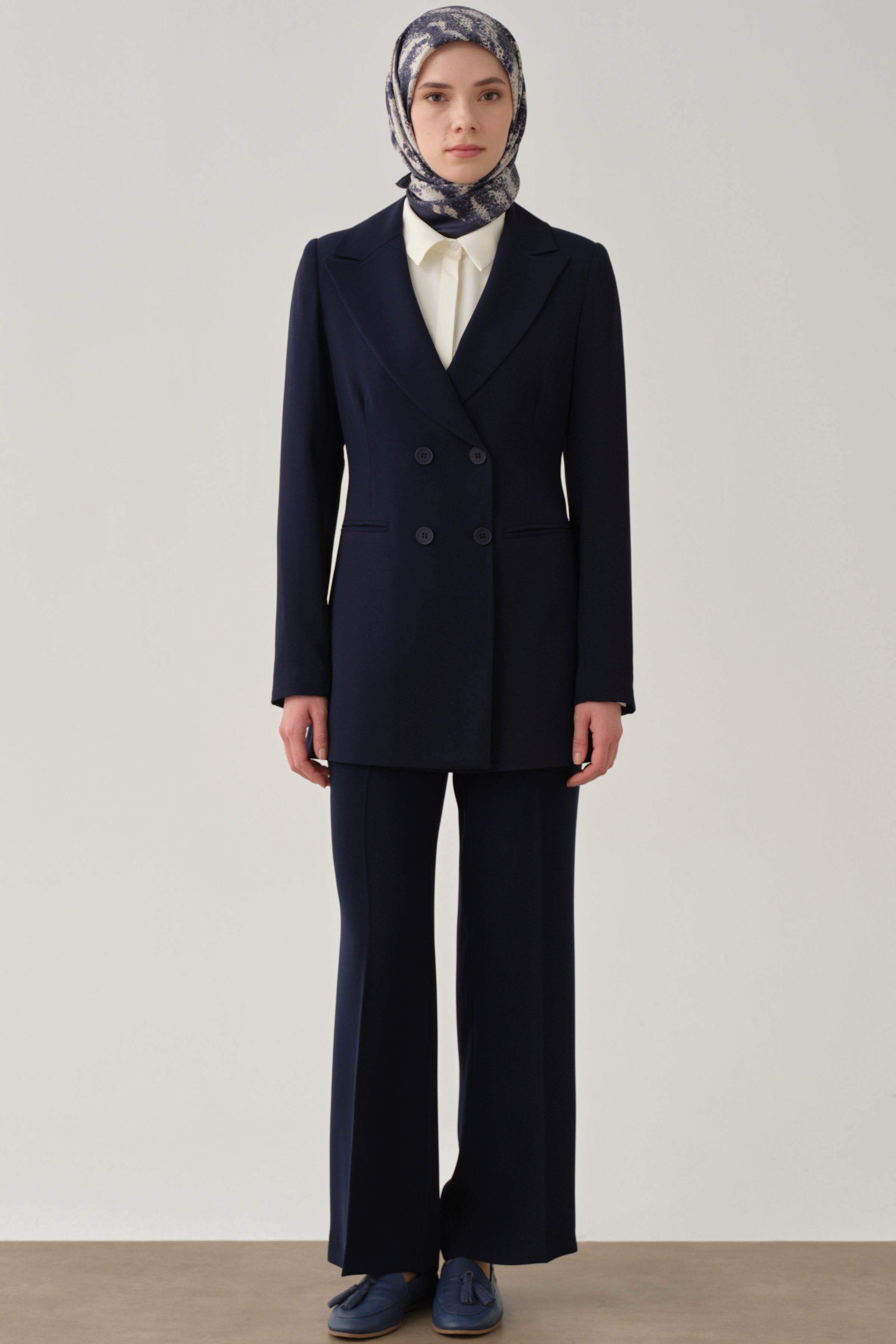 Beli Lastikli Culotte Pantolon - Lacivert TUGBA