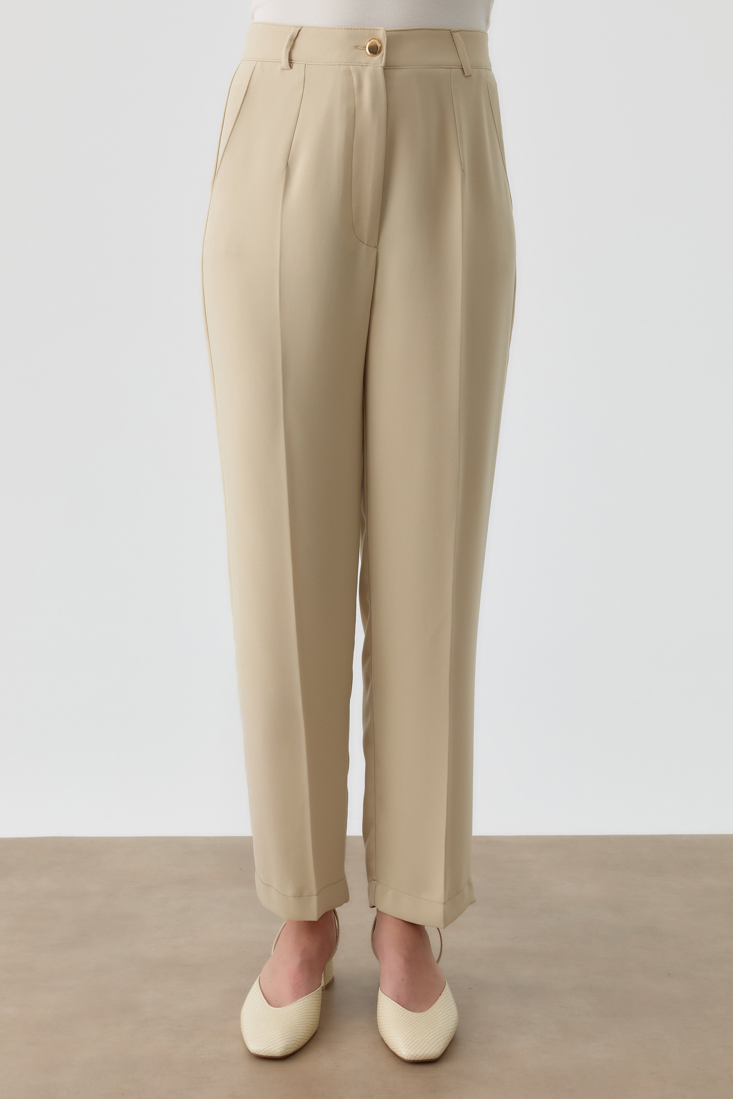 Bol Paça Pensli Pantolon - Yeşil TUGBA