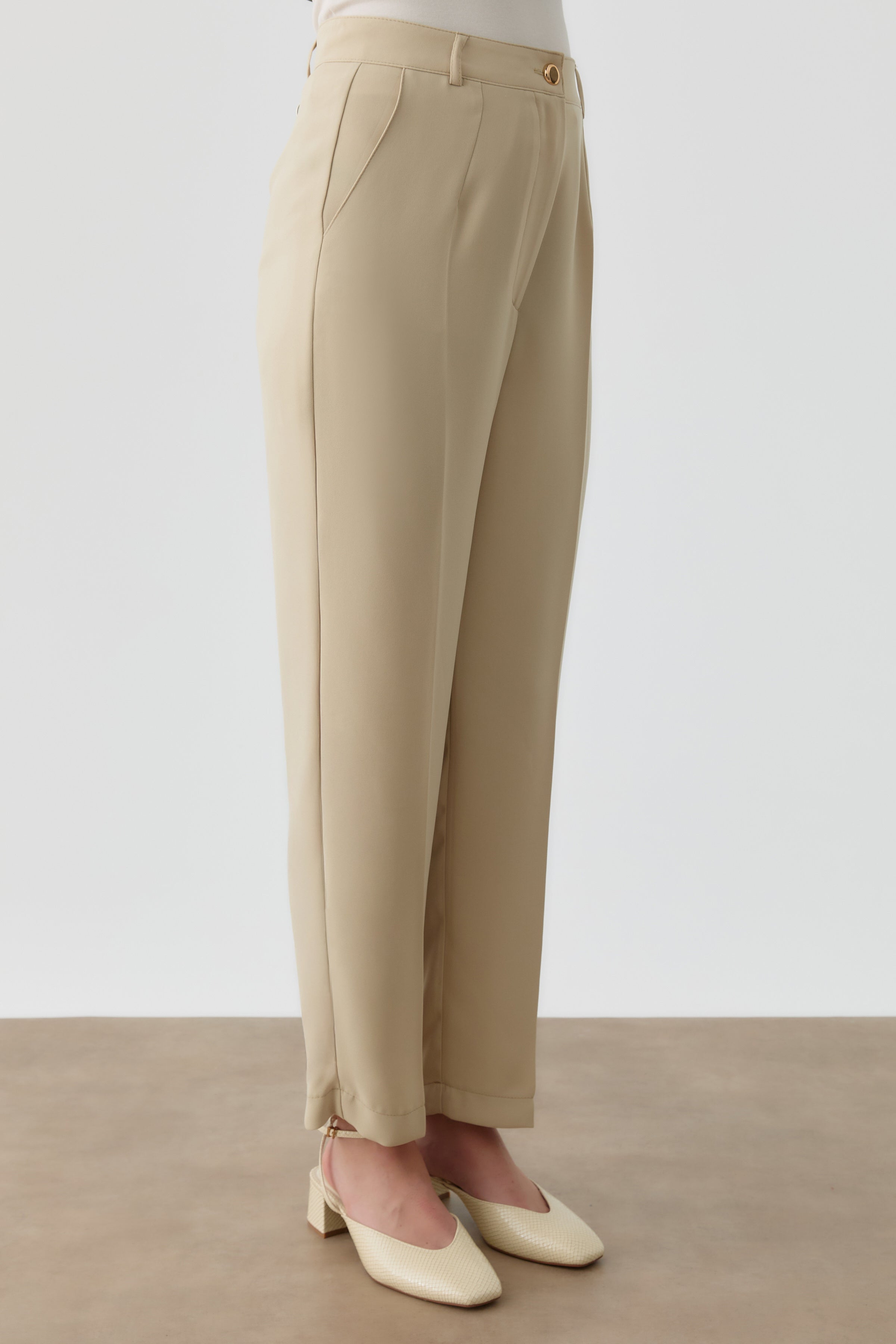 Bol Paça Pensli Pantolon - Yeşil TUGBA