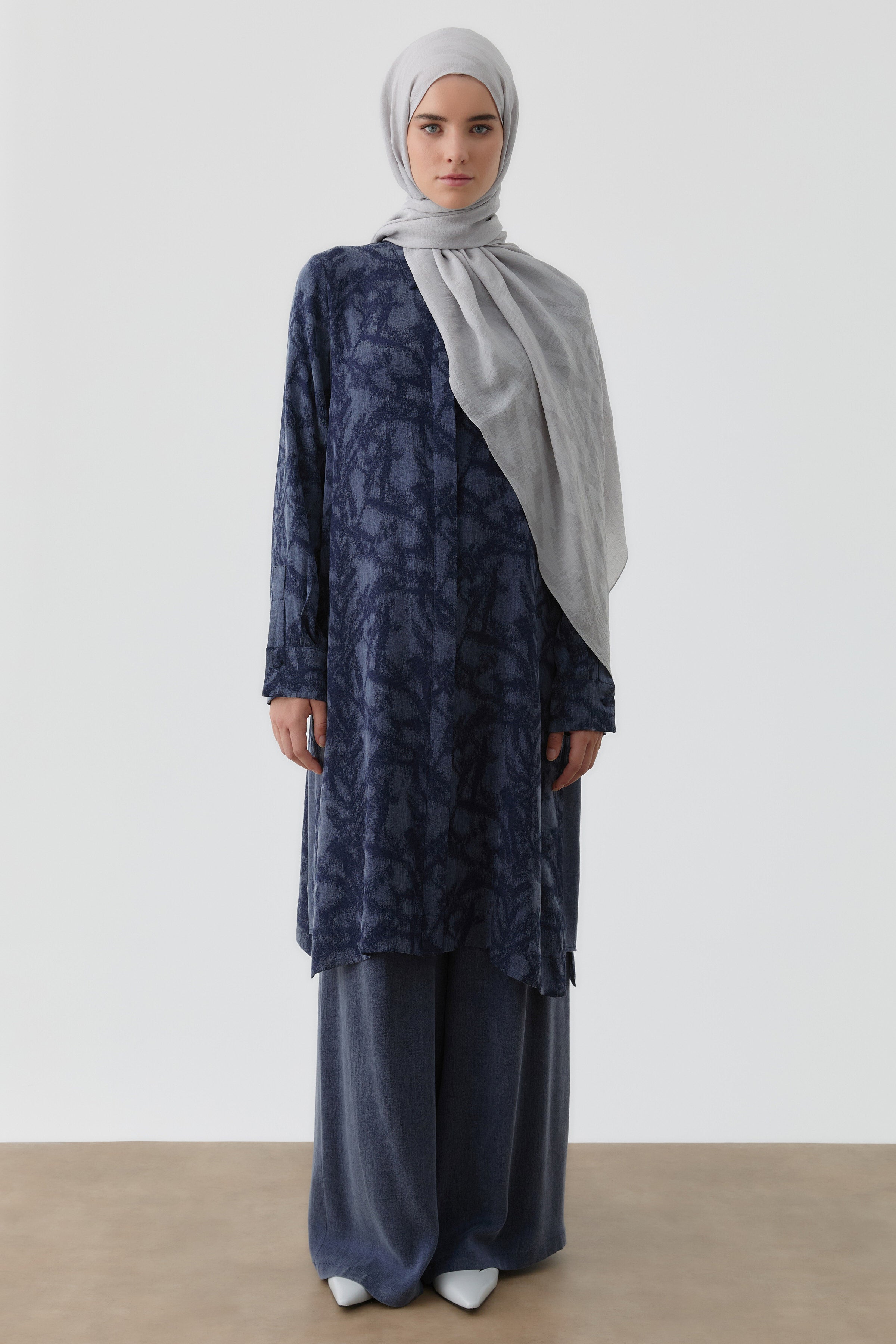 Kombinli Yanları Aller Detaylı Tunik - İndigo TUGBA