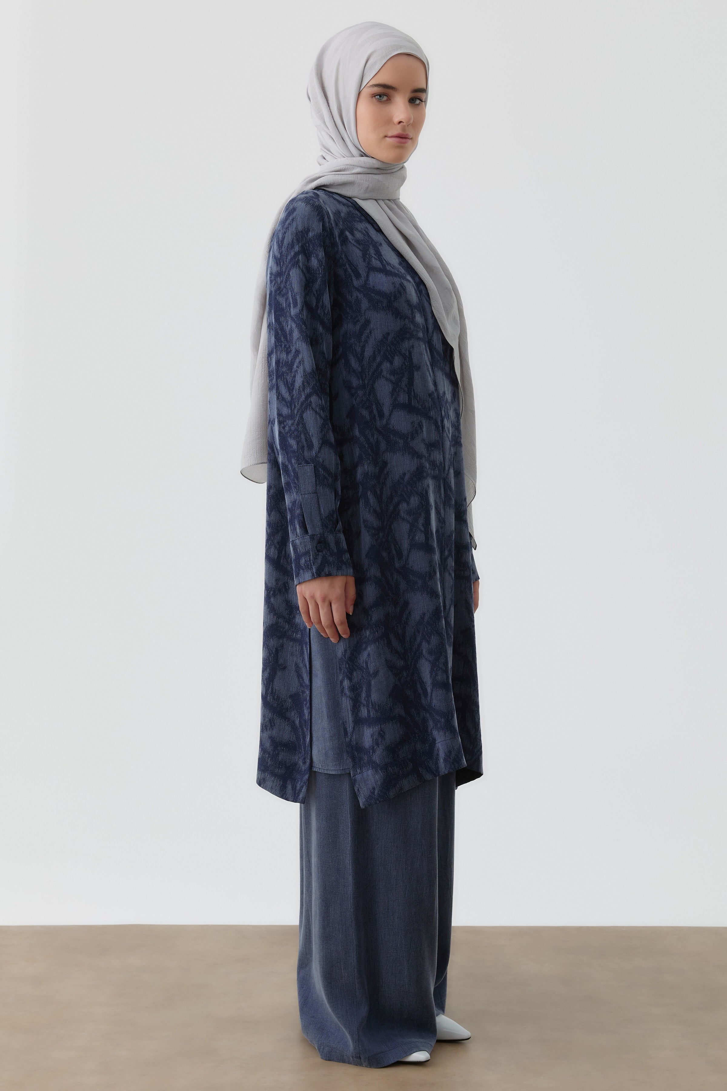 Kombinli Yanları Aller Detaylı Tunik - İndigo TUGBA