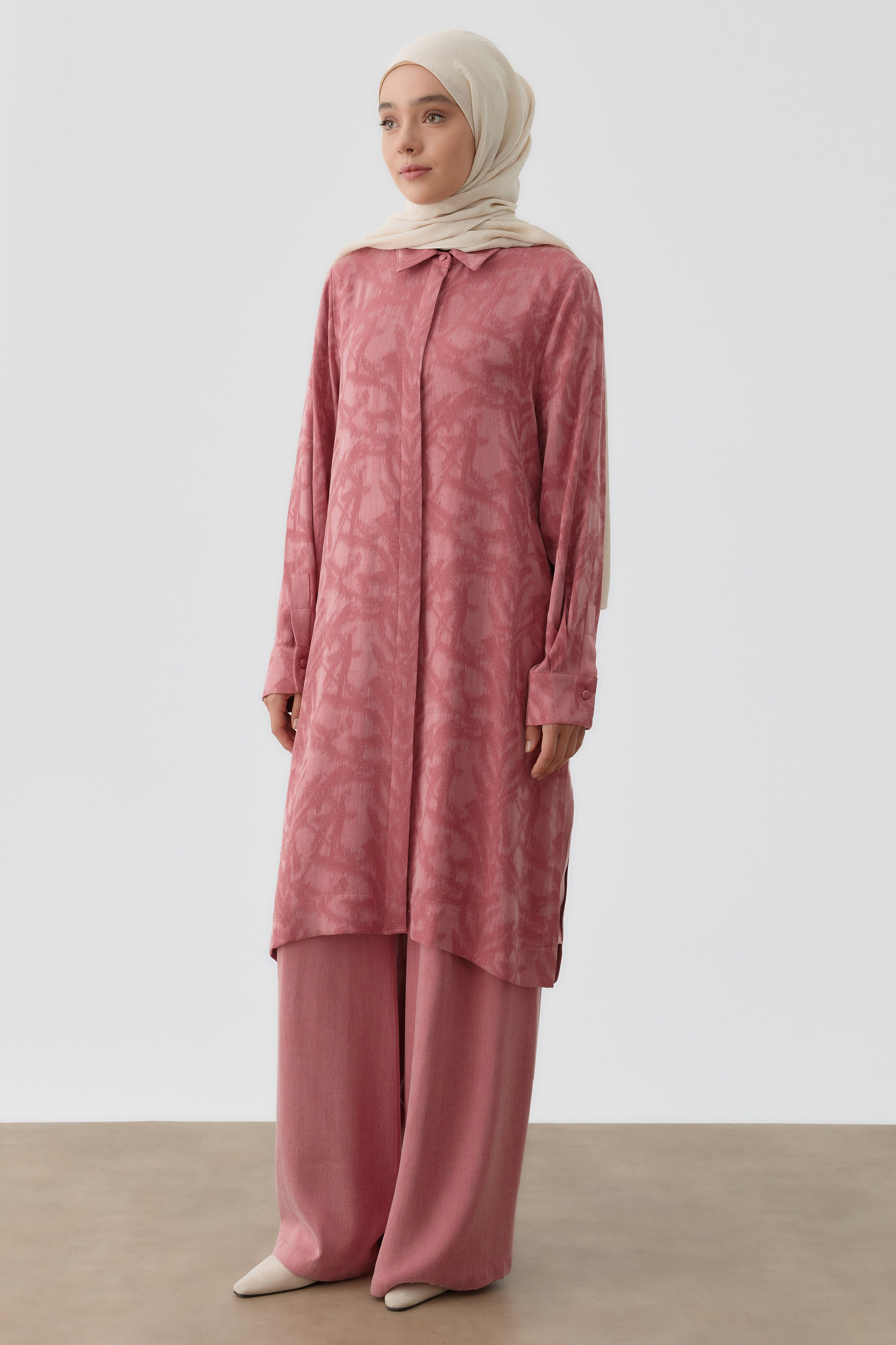 Kombinli Yanları Aller Detaylı Tunik - Gül Kurusu TUGBA