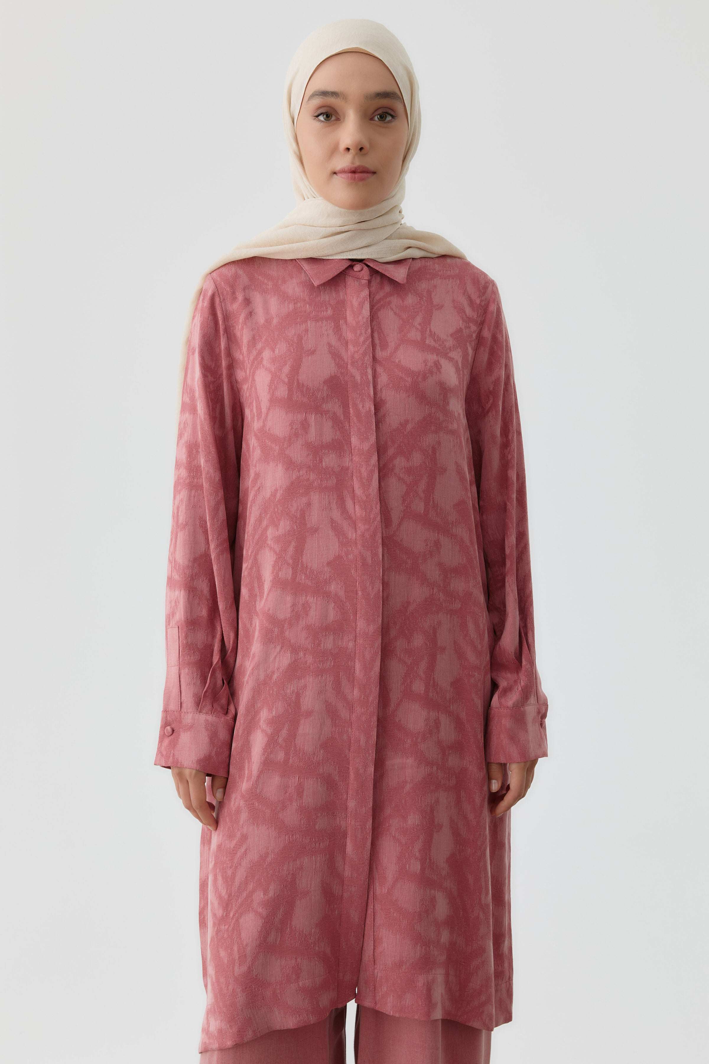 Kombinli Yanları Aller Detaylı Tunik - Gül Kurusu TUGBA