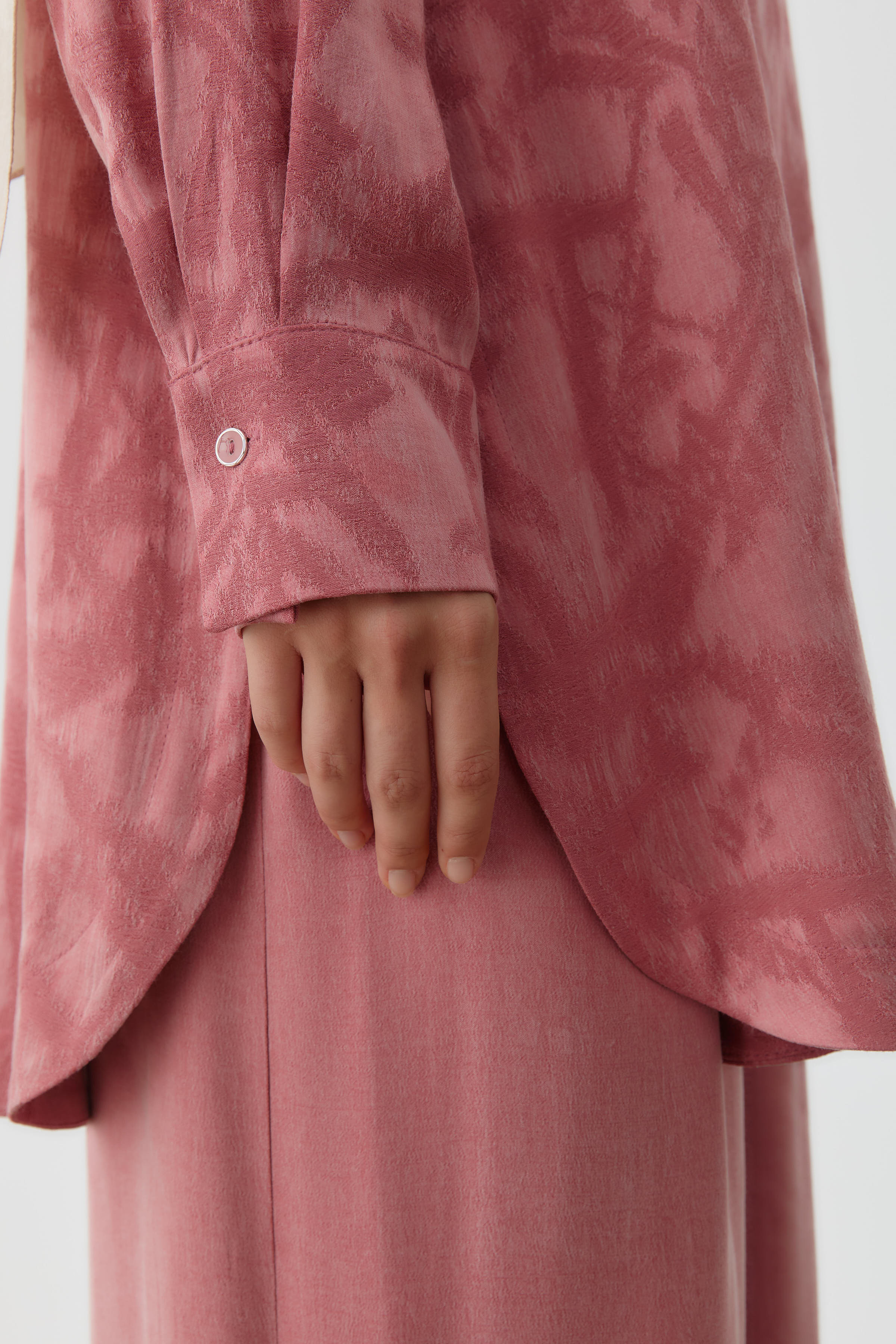 Plikaşe Gizli Pat Detaylı Yırtmaçlı Tunik - Gül Kurusu TUGBA