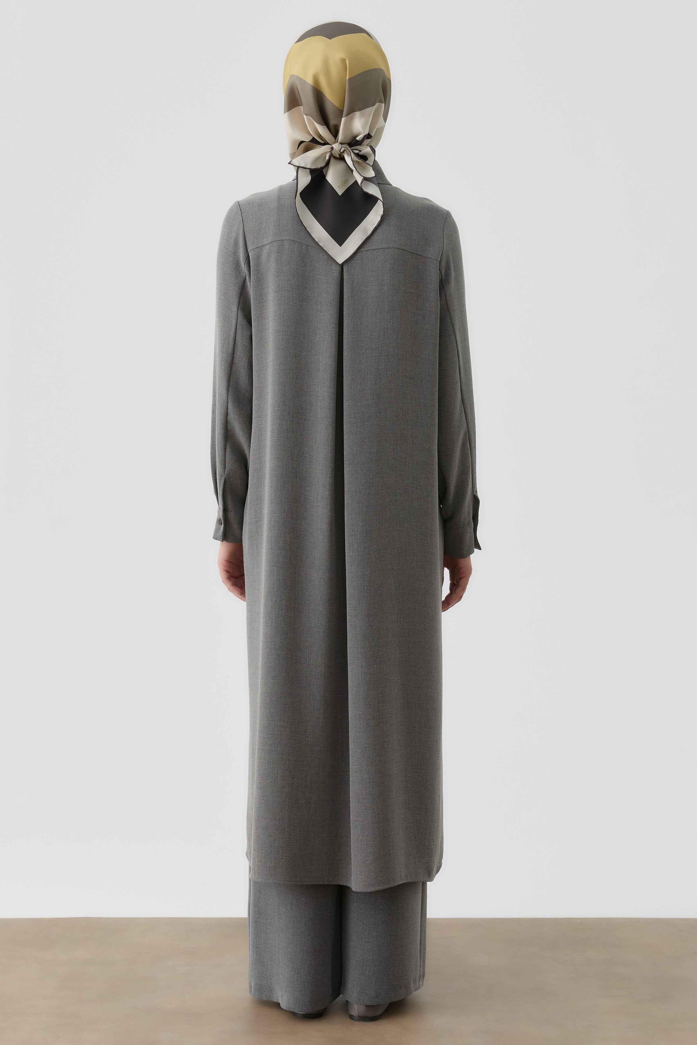 Desen Baskılı Uzun Tunik - Antrasit TUGBA