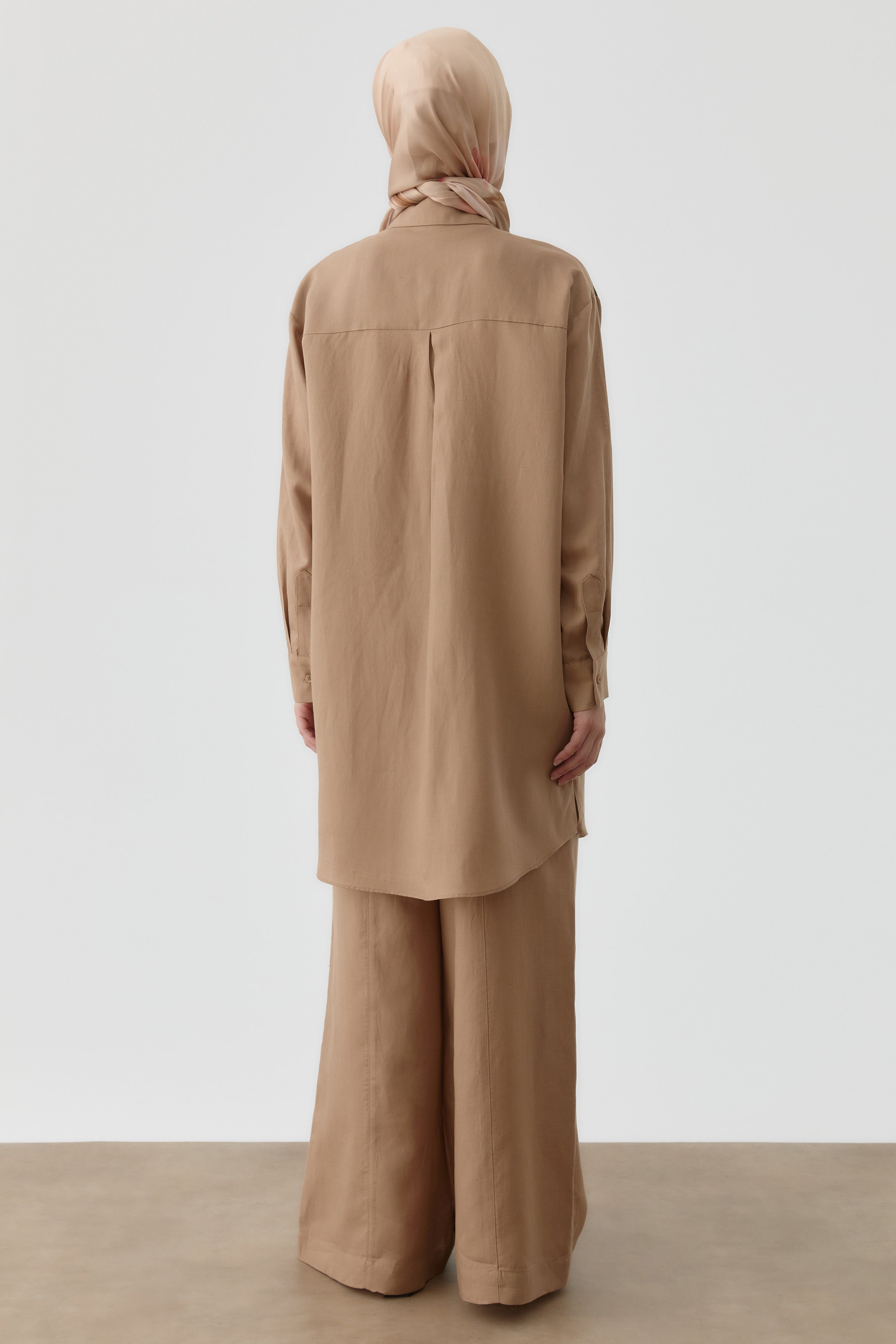 Kombinli Punto Nakışlı Tunik - Vizon TUGBA