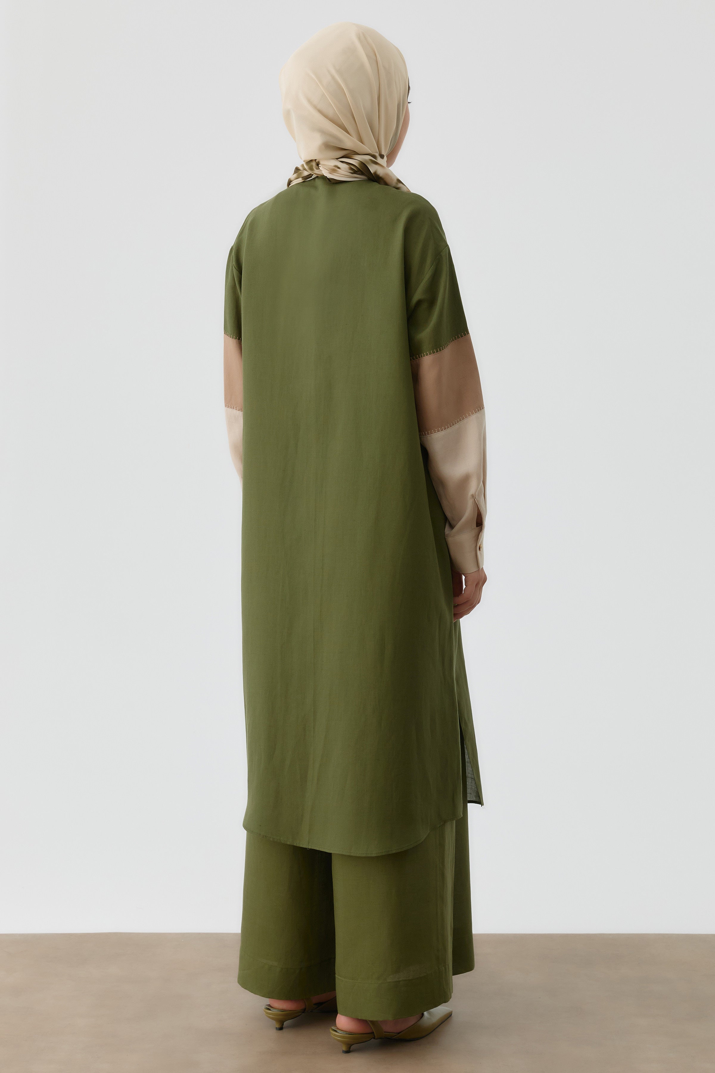 İki Kombinli Nakışlı Tunik - Haki TUGBA