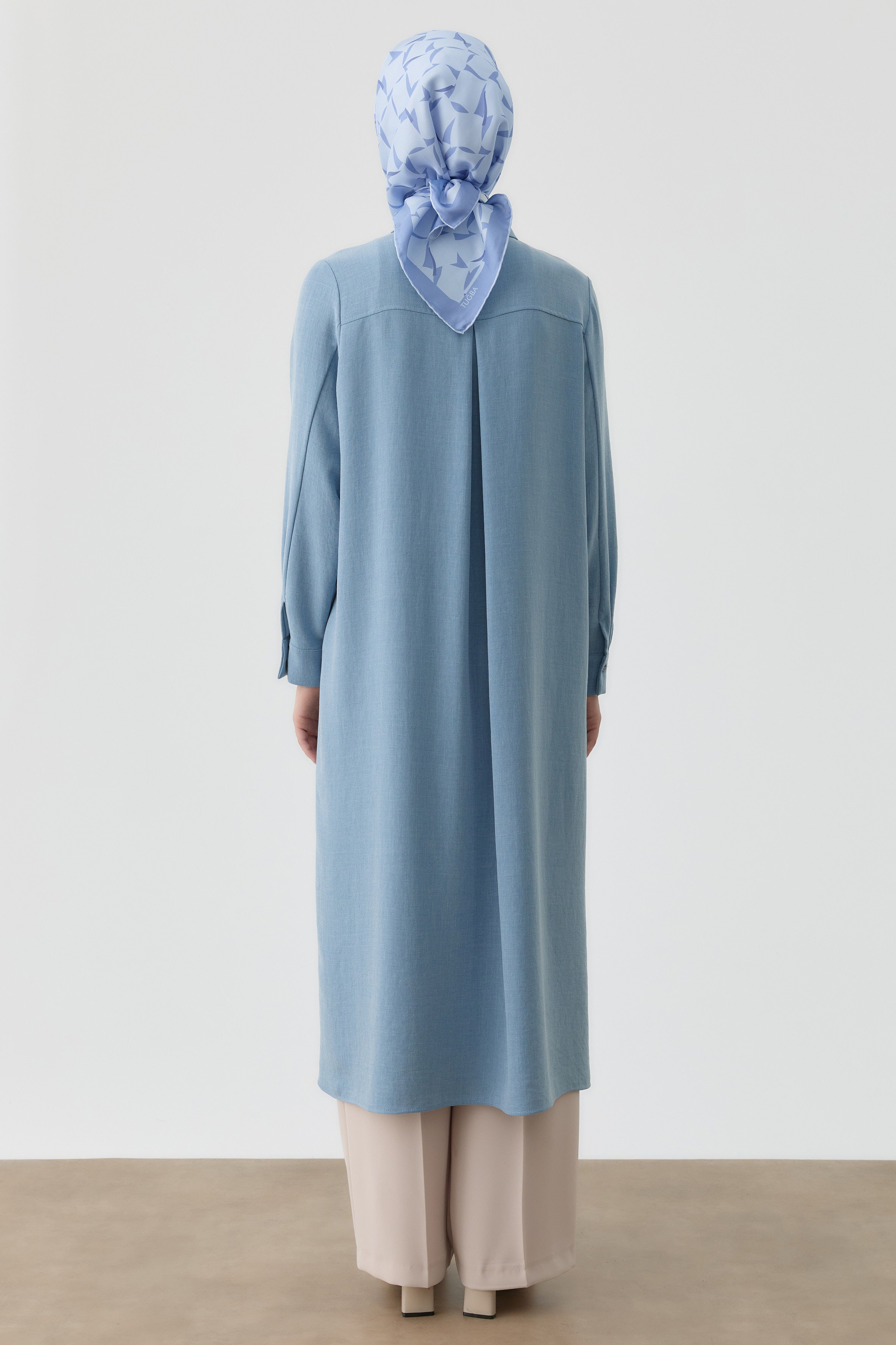 Desen Baskılı Uzun Tunik - Açık Mavi TUGBA