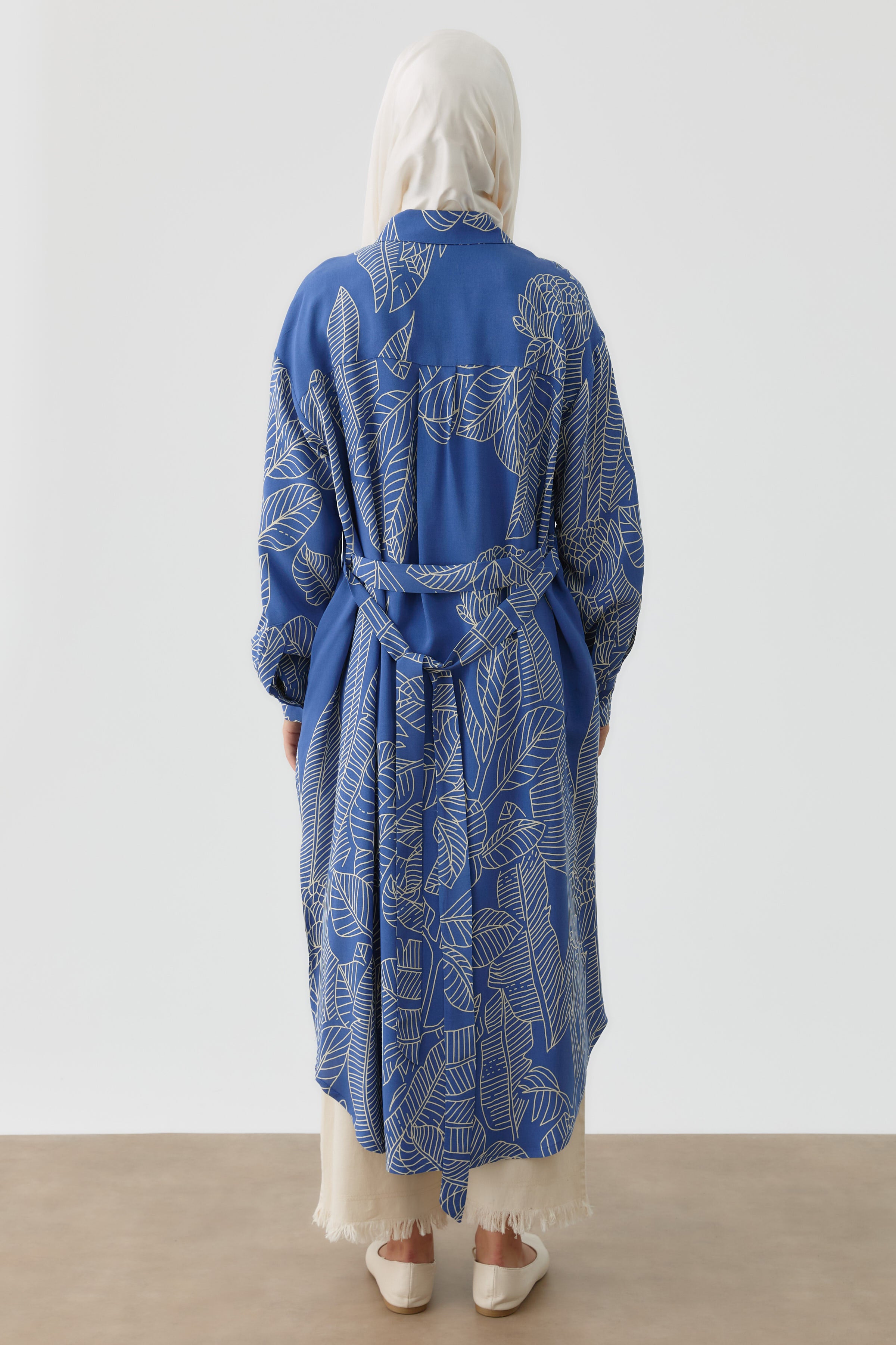 Yaprak Desenli Tunik - İndigo TUGBA