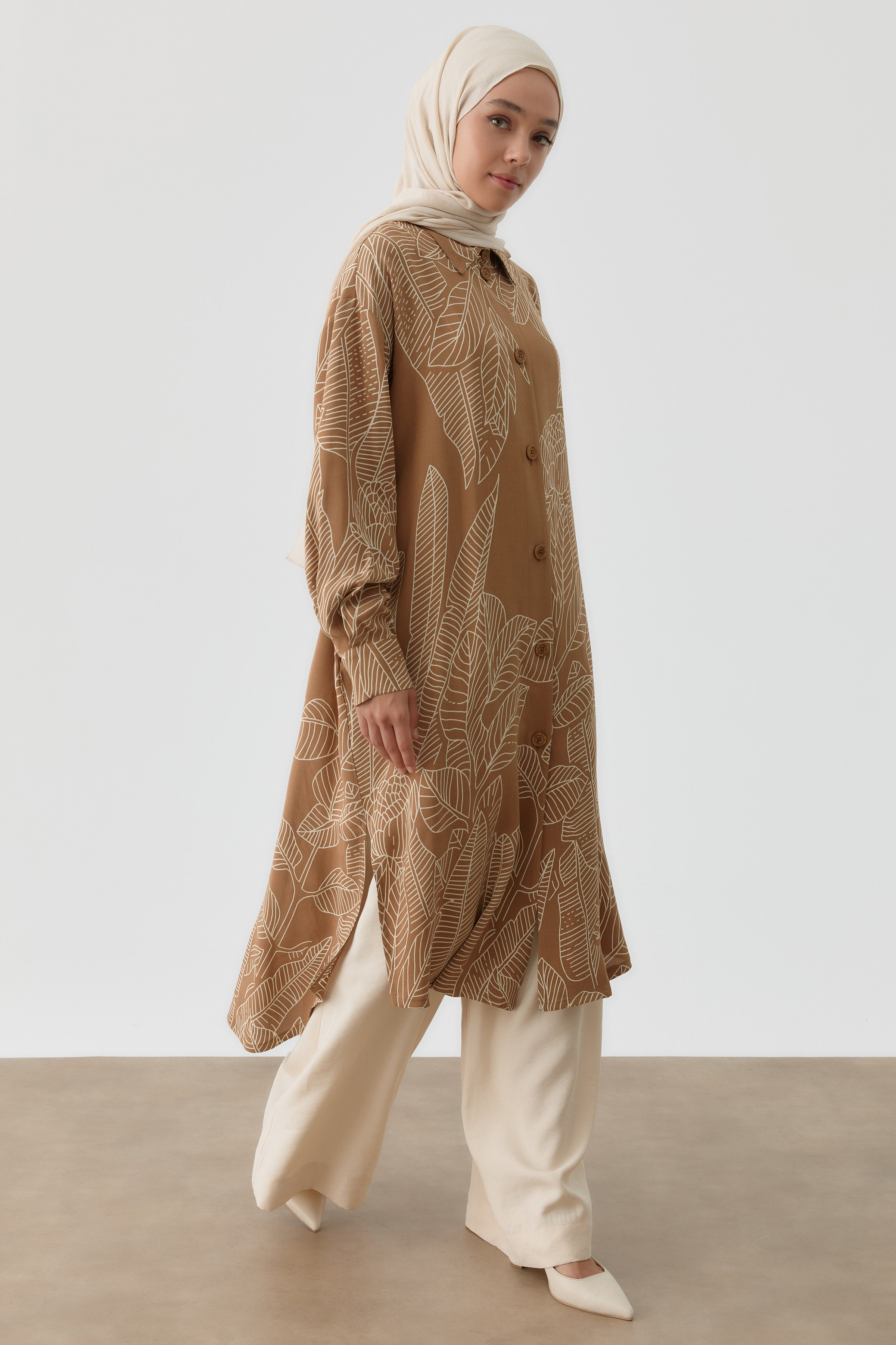 Yaprak Desenli Tunik - Fındık TUGBA
