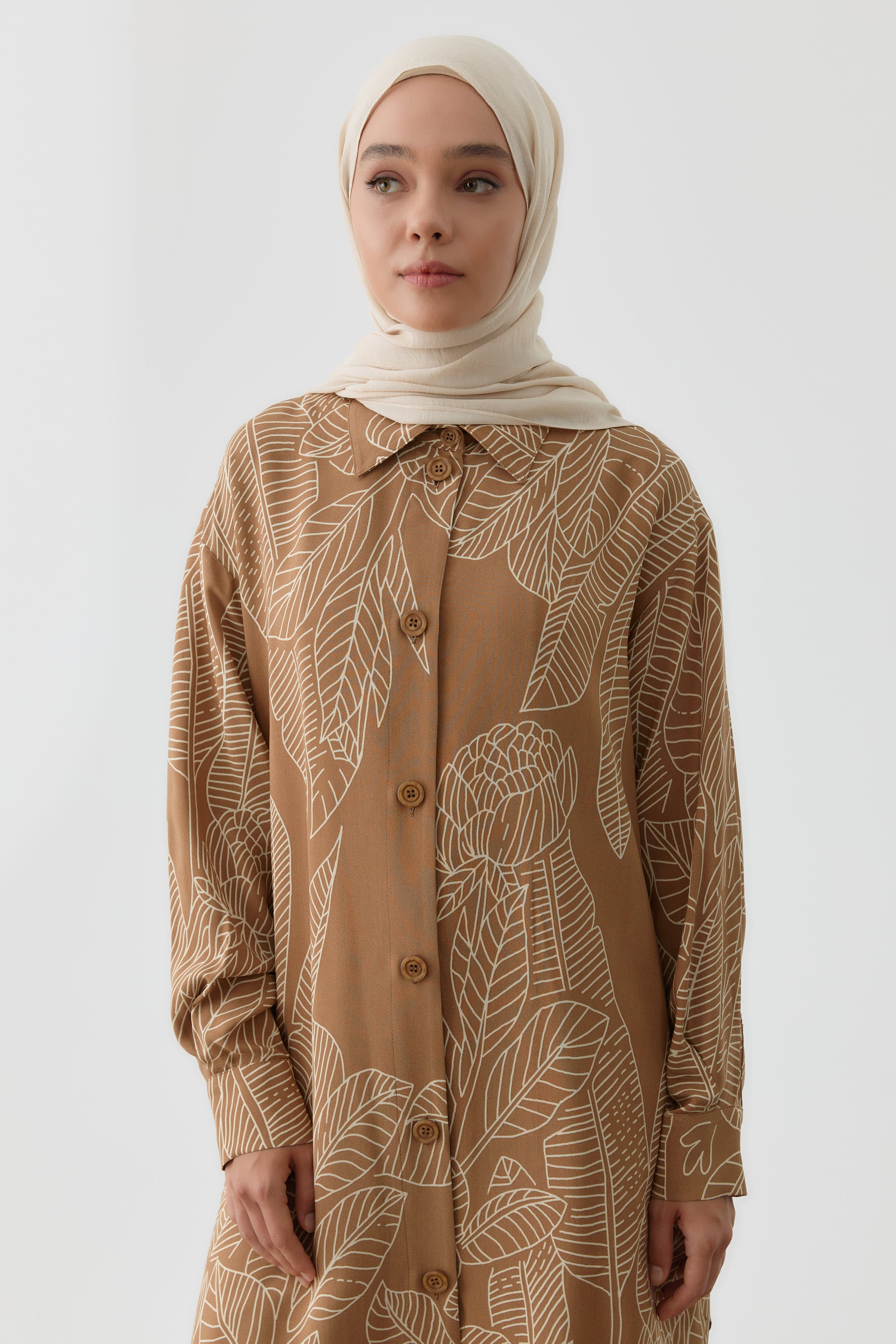 Yaprak Desenli Tunik - Fındık TUGBA