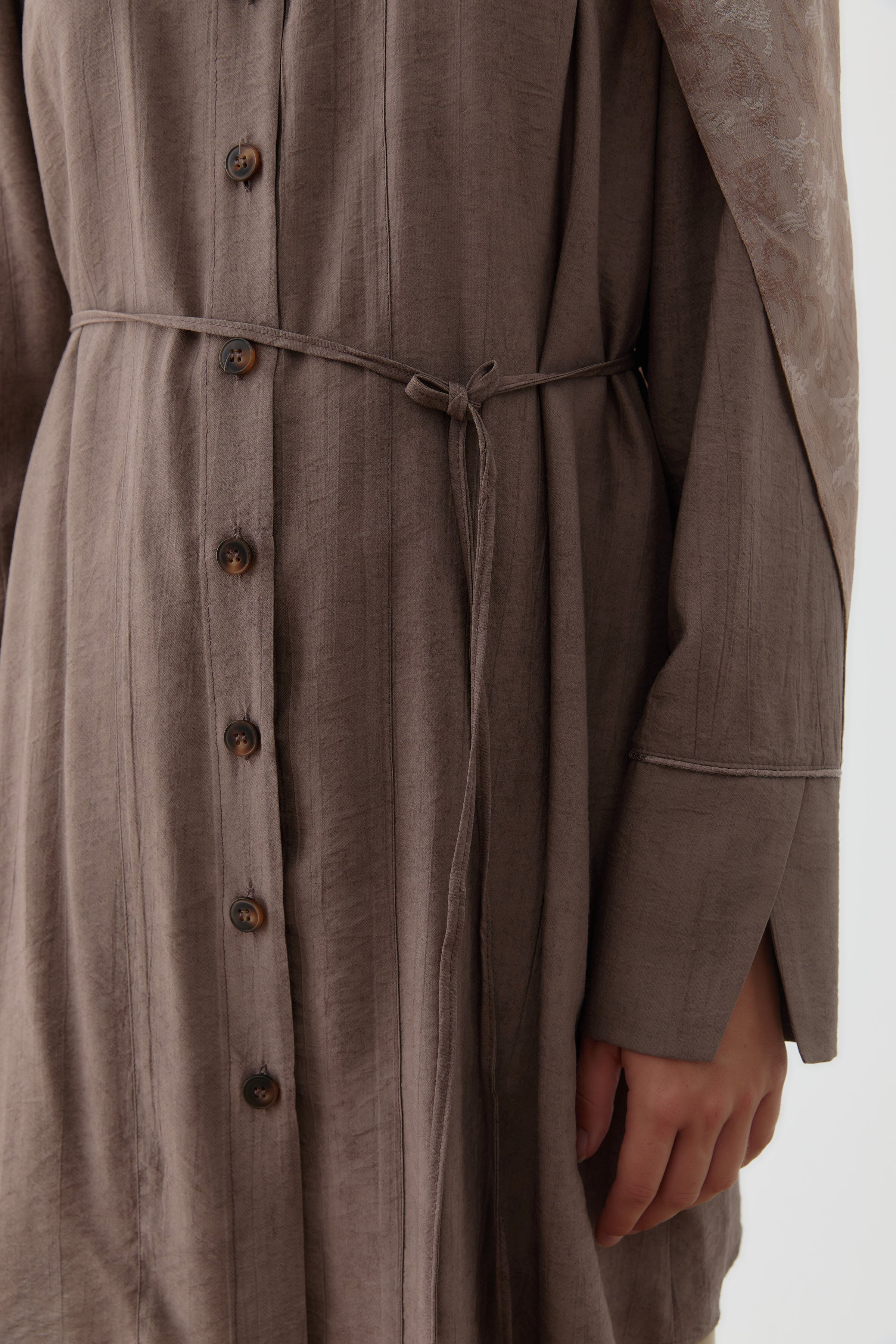 Robalı Büzgülü Tunik - Kahve TUGBA