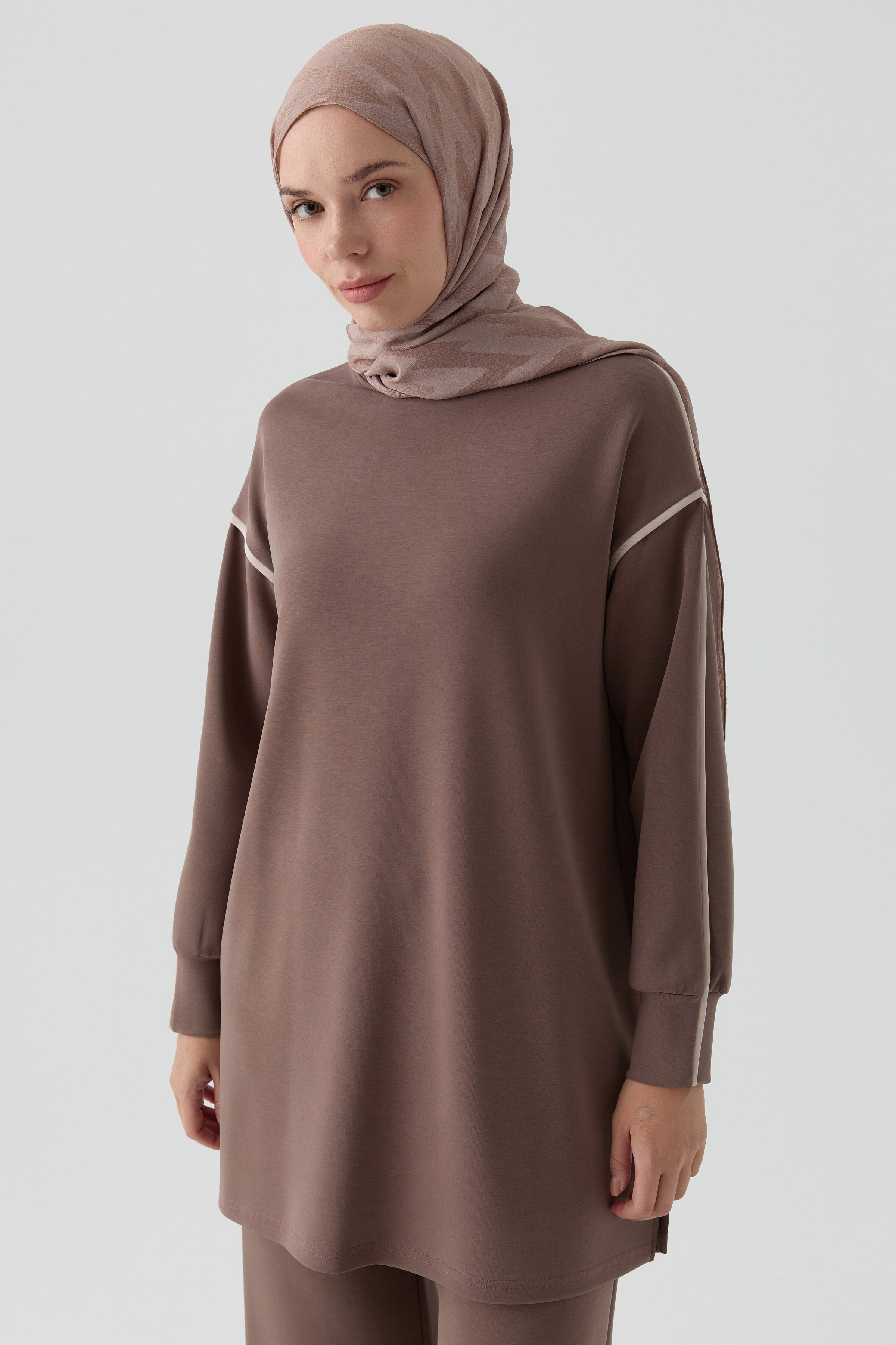 Kombinli Sweatshirt - Vizon TUGBA
