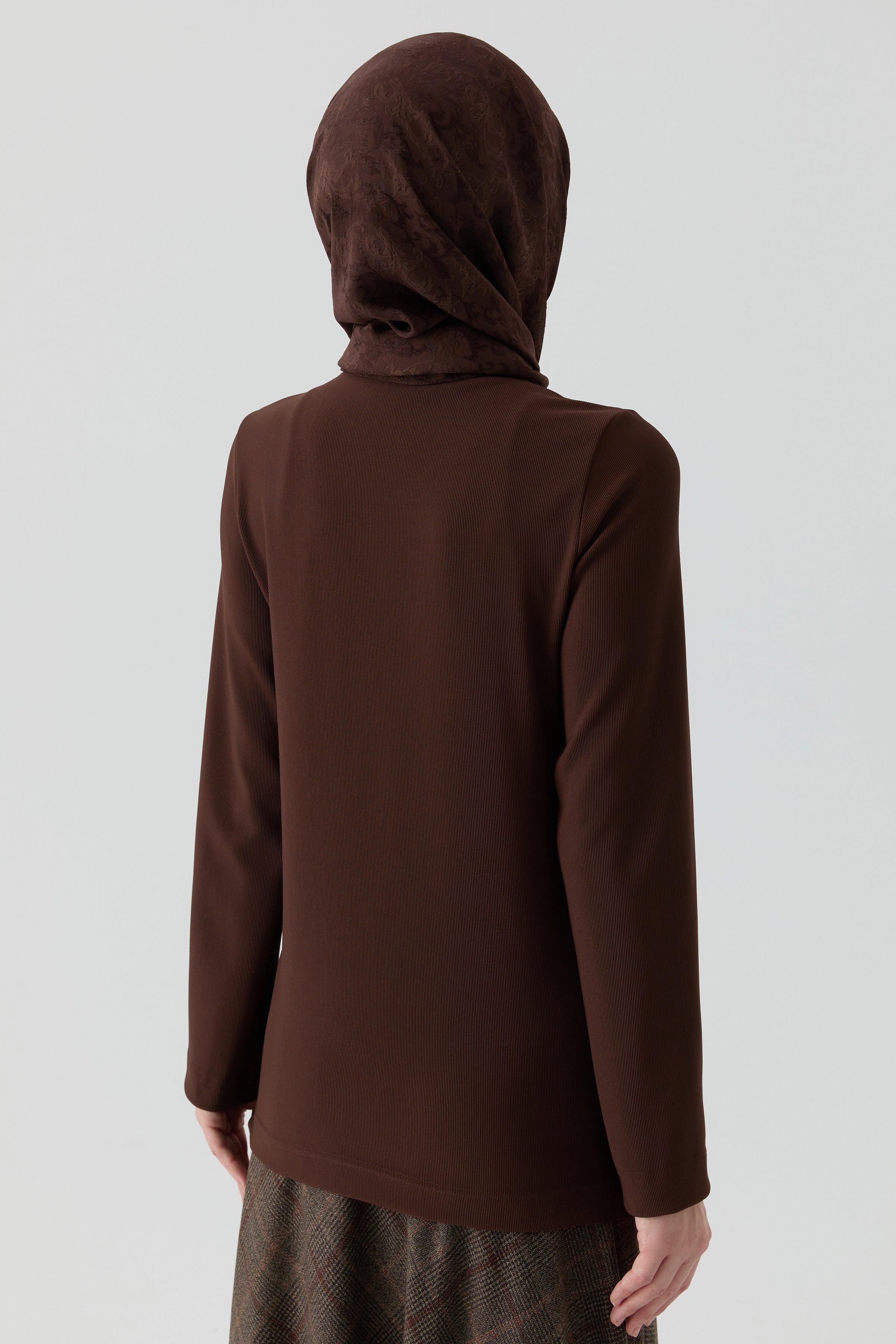 Polo Yaka Örme Bluz - Kahve TUGBA