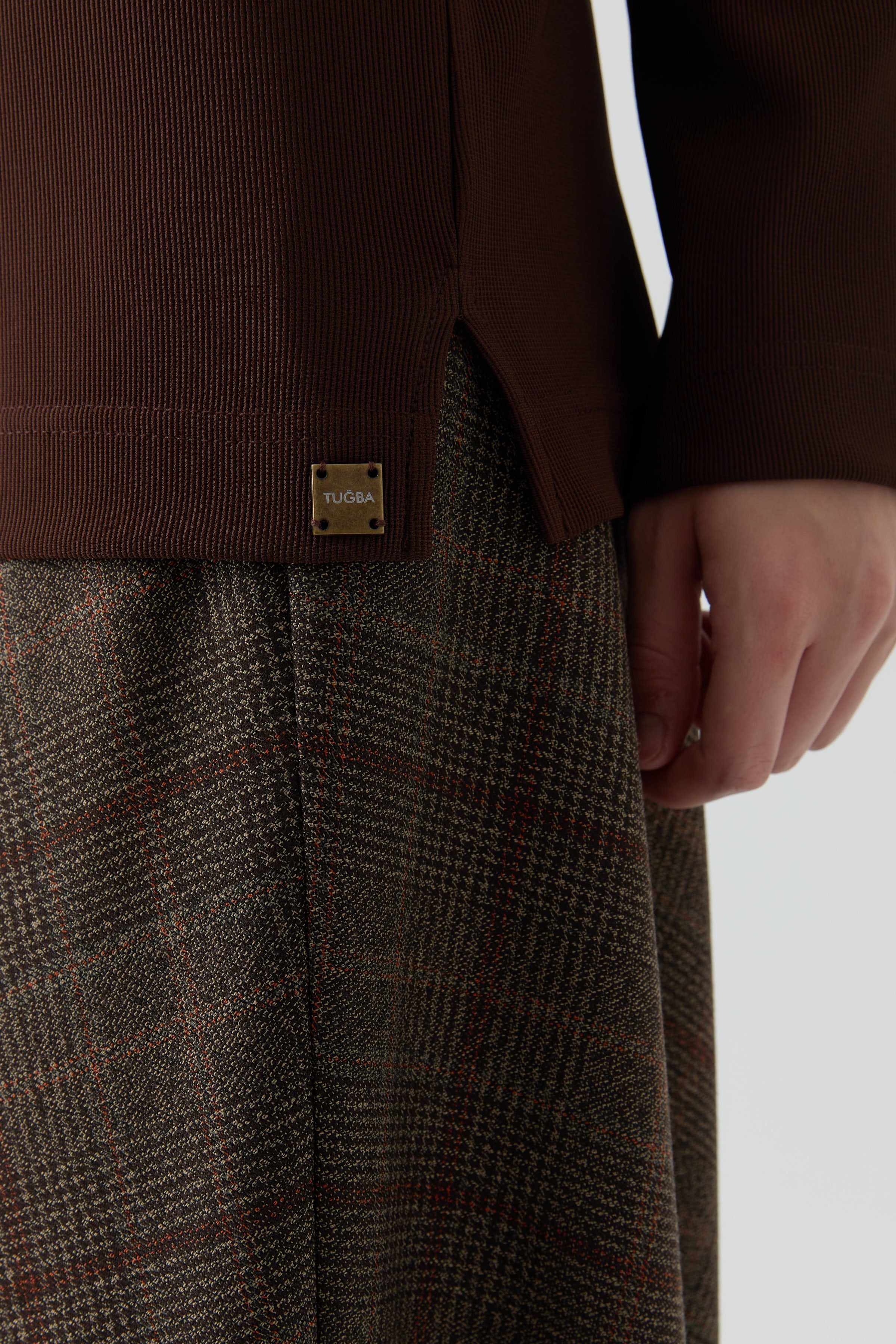 Polo Yaka Örme Bluz - Kahve TUGBA