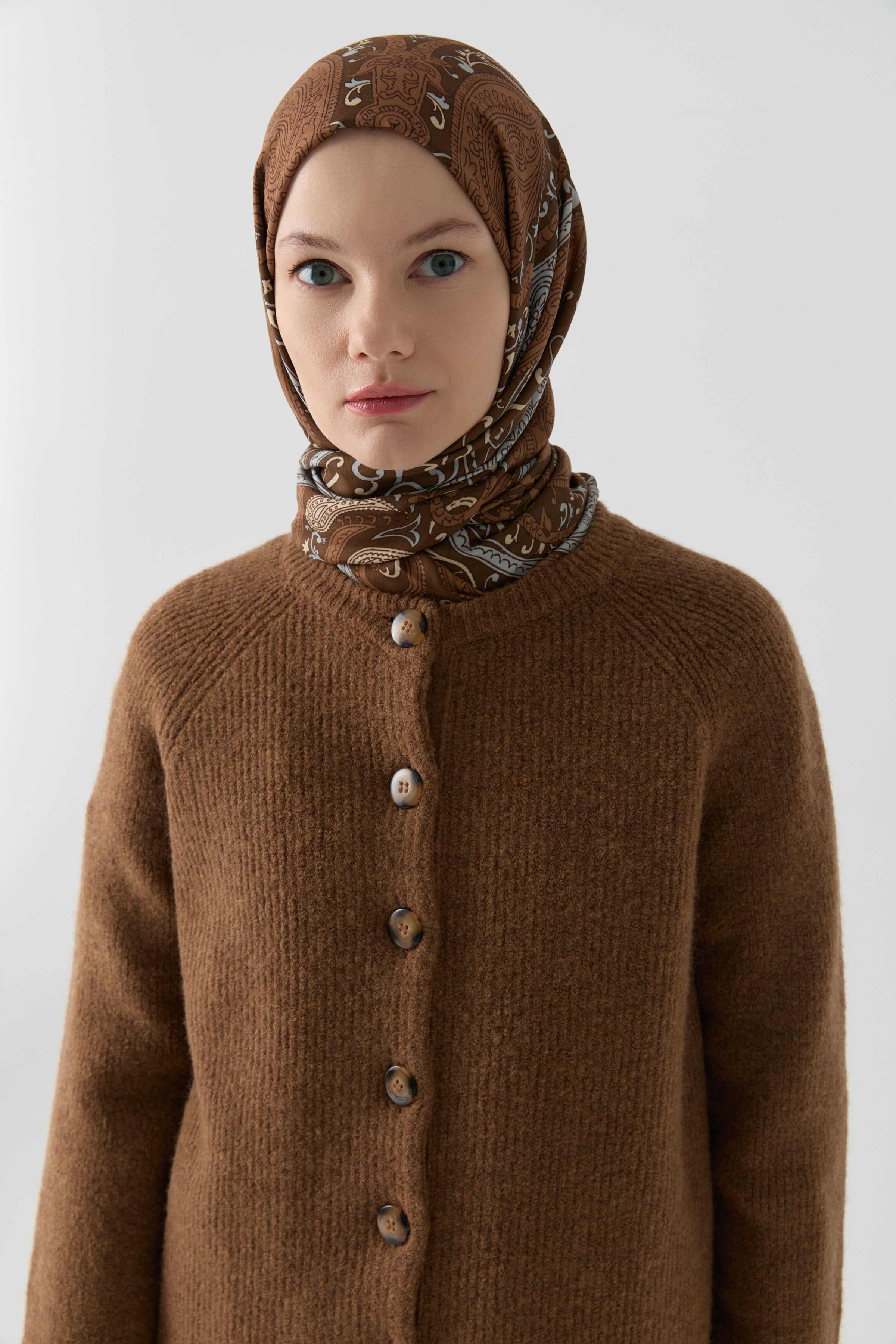 Bisiklet Yaka Hırka - Kahve TUGBA