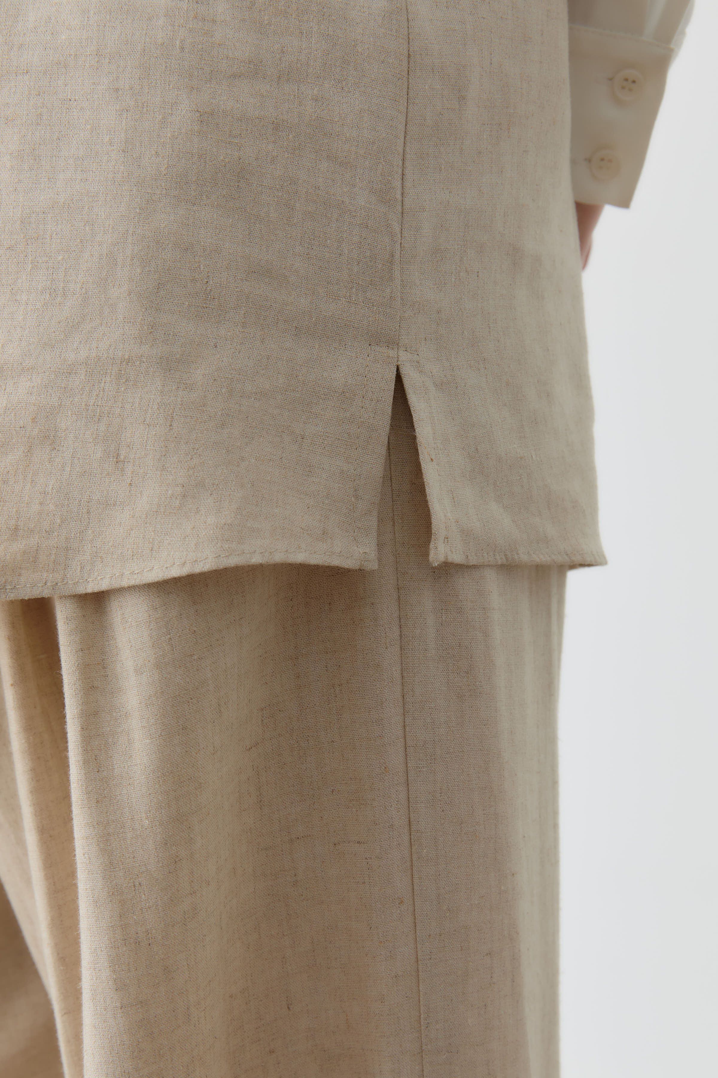 Sıfır Kol Keten Bluz - Bej TUGBA