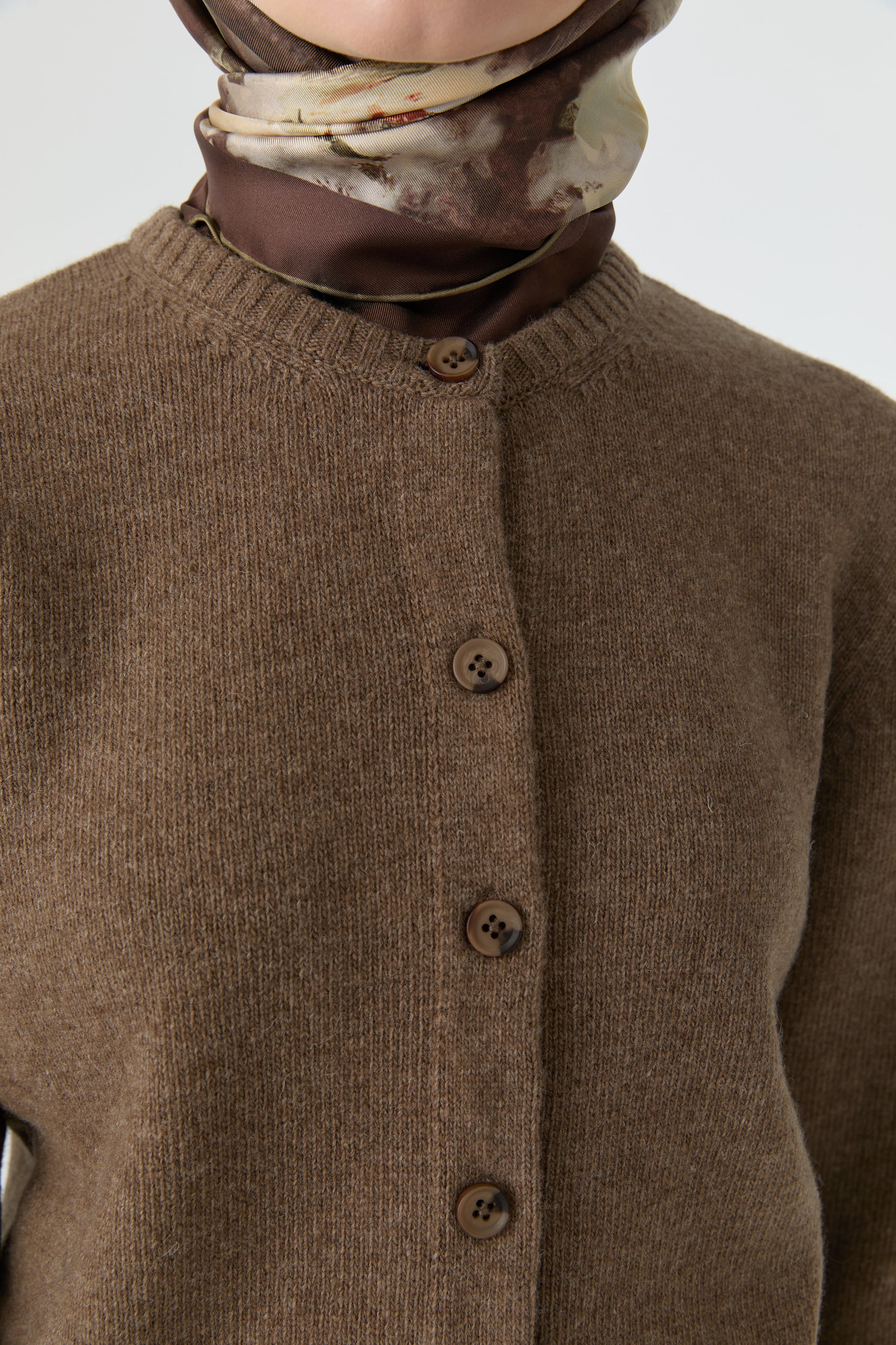 Bisiklet Yaka Hırka - Vizon TUGBA