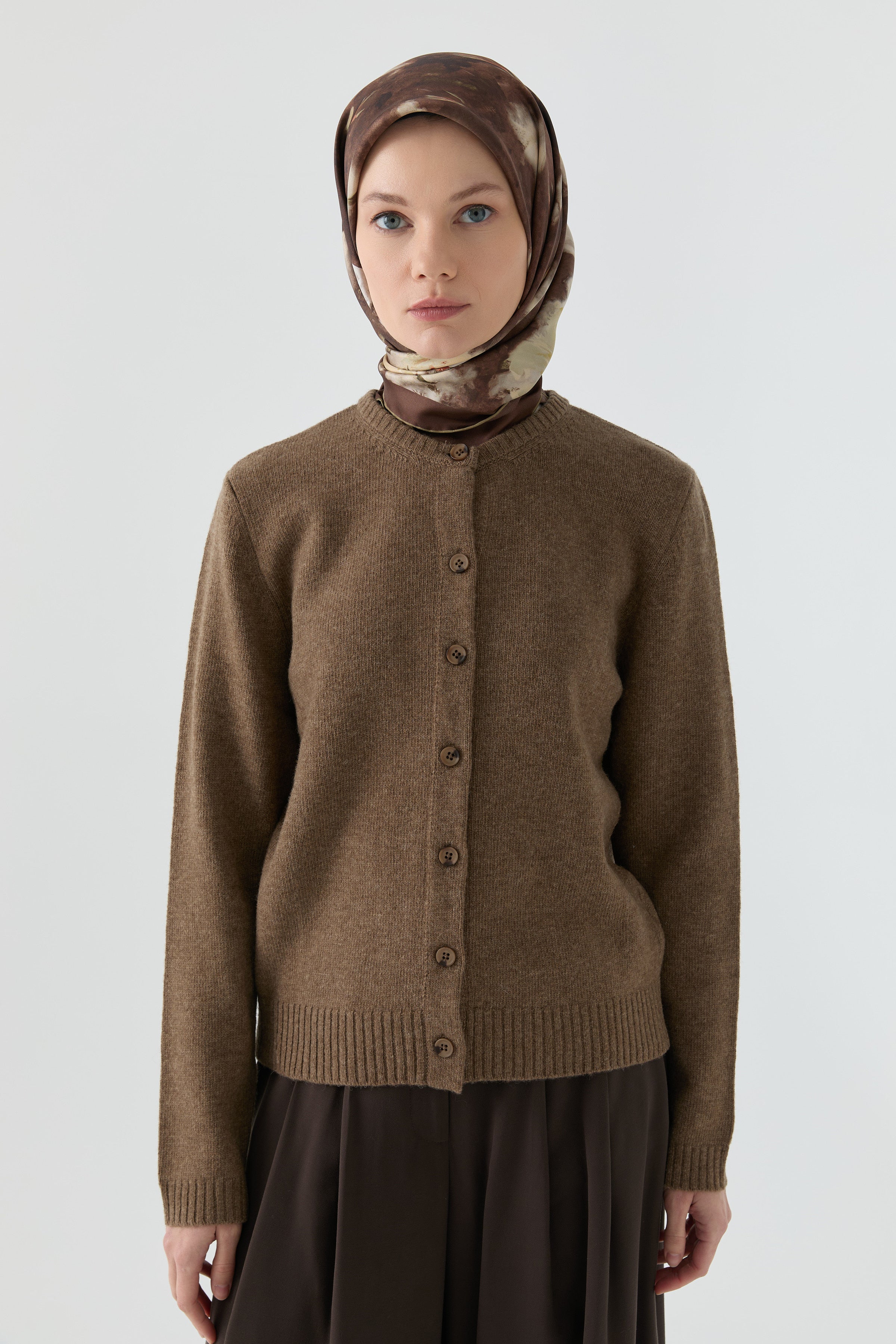 Bisiklet Yaka Hırka - Vizon TUGBA