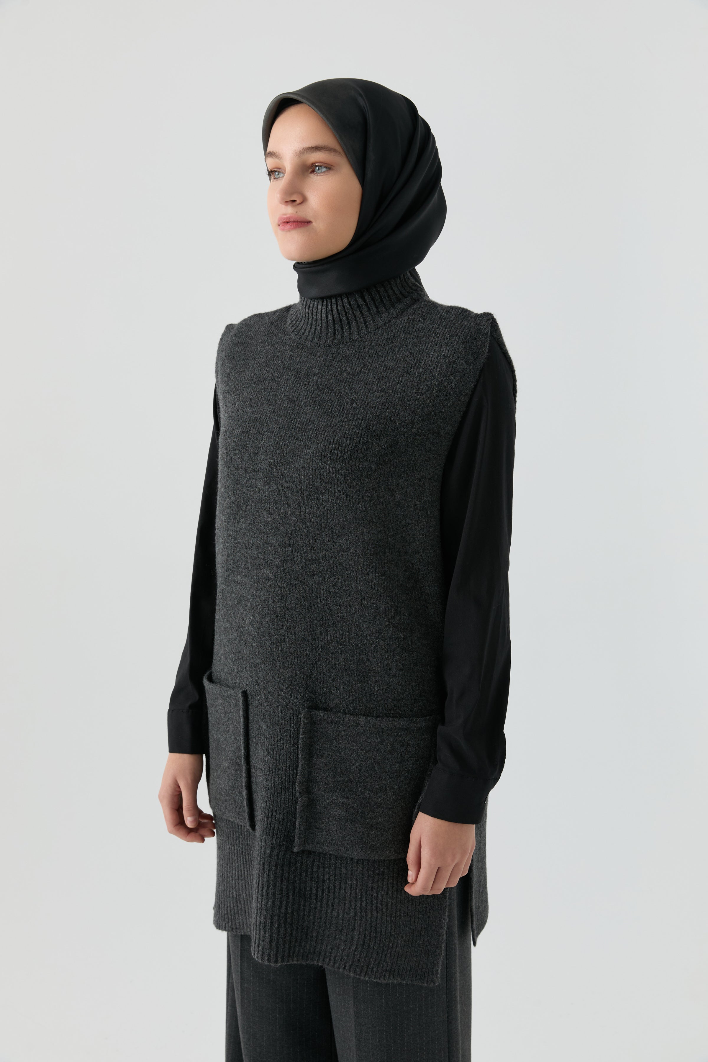 Hakim Yaka Süveter - Antrasit TUGBA