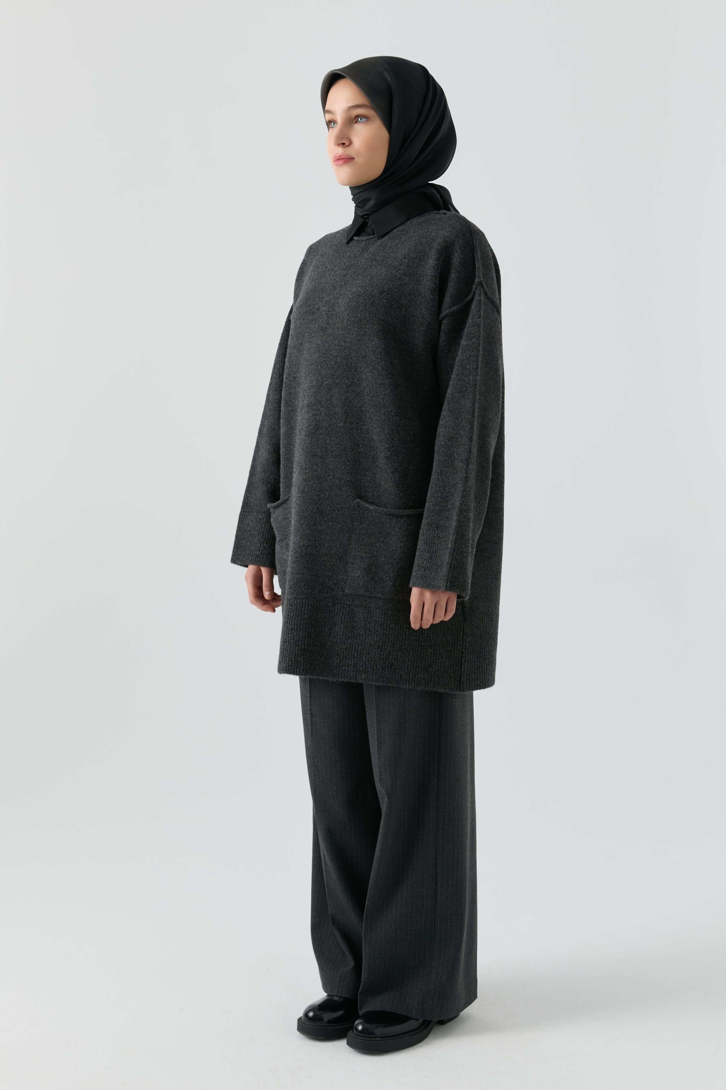 Kırçıl Desenli Tunik - Antrasit TUGBA