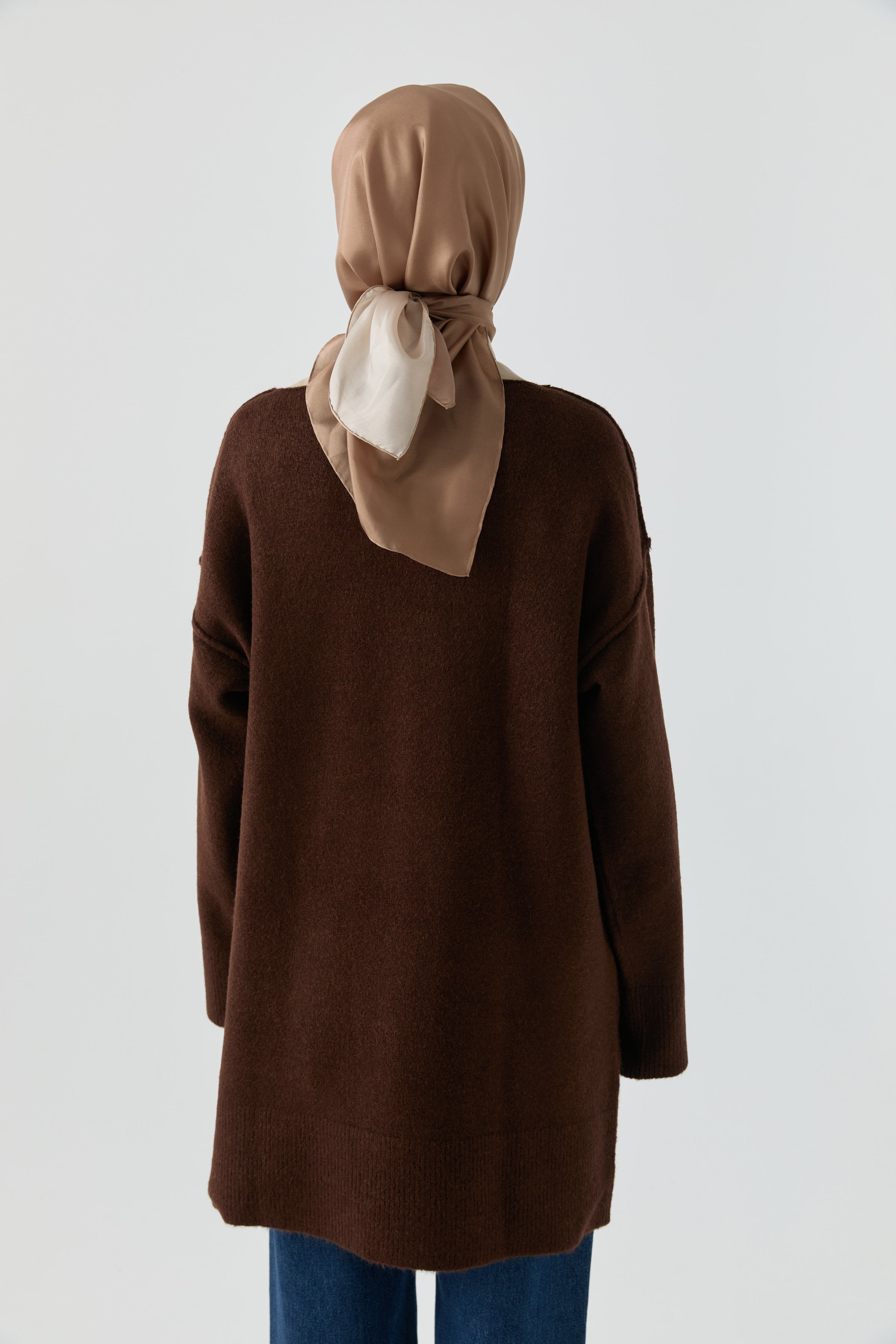 Kırçıl Desenli Tunik - Koyu Kahve TUGBA