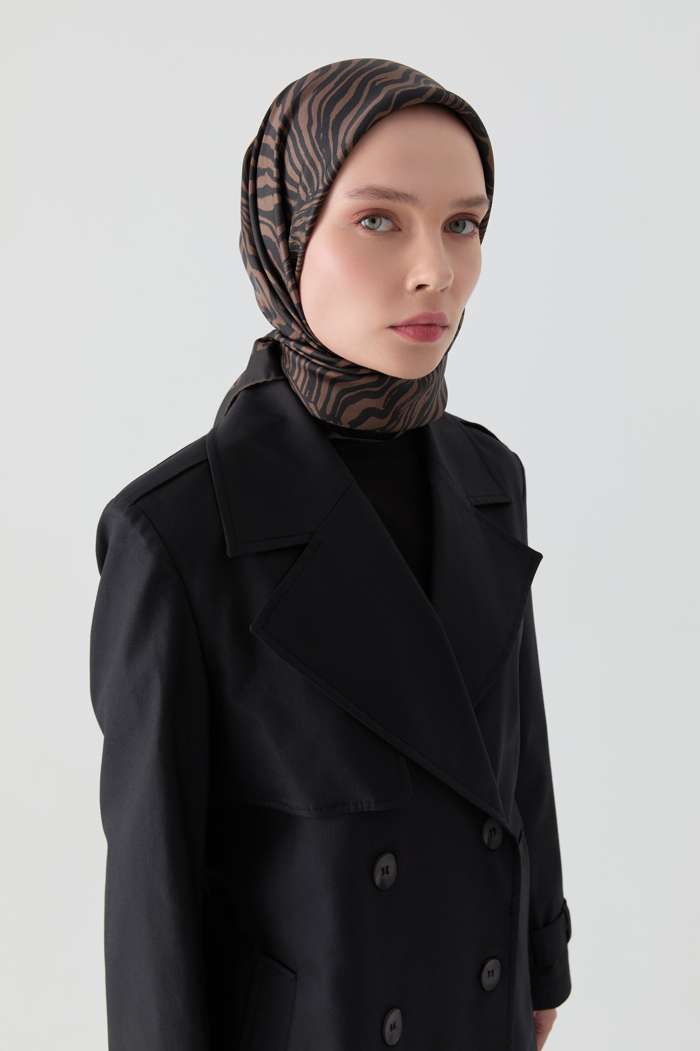 Kruvaze Trençkot - Siyah TUGBA