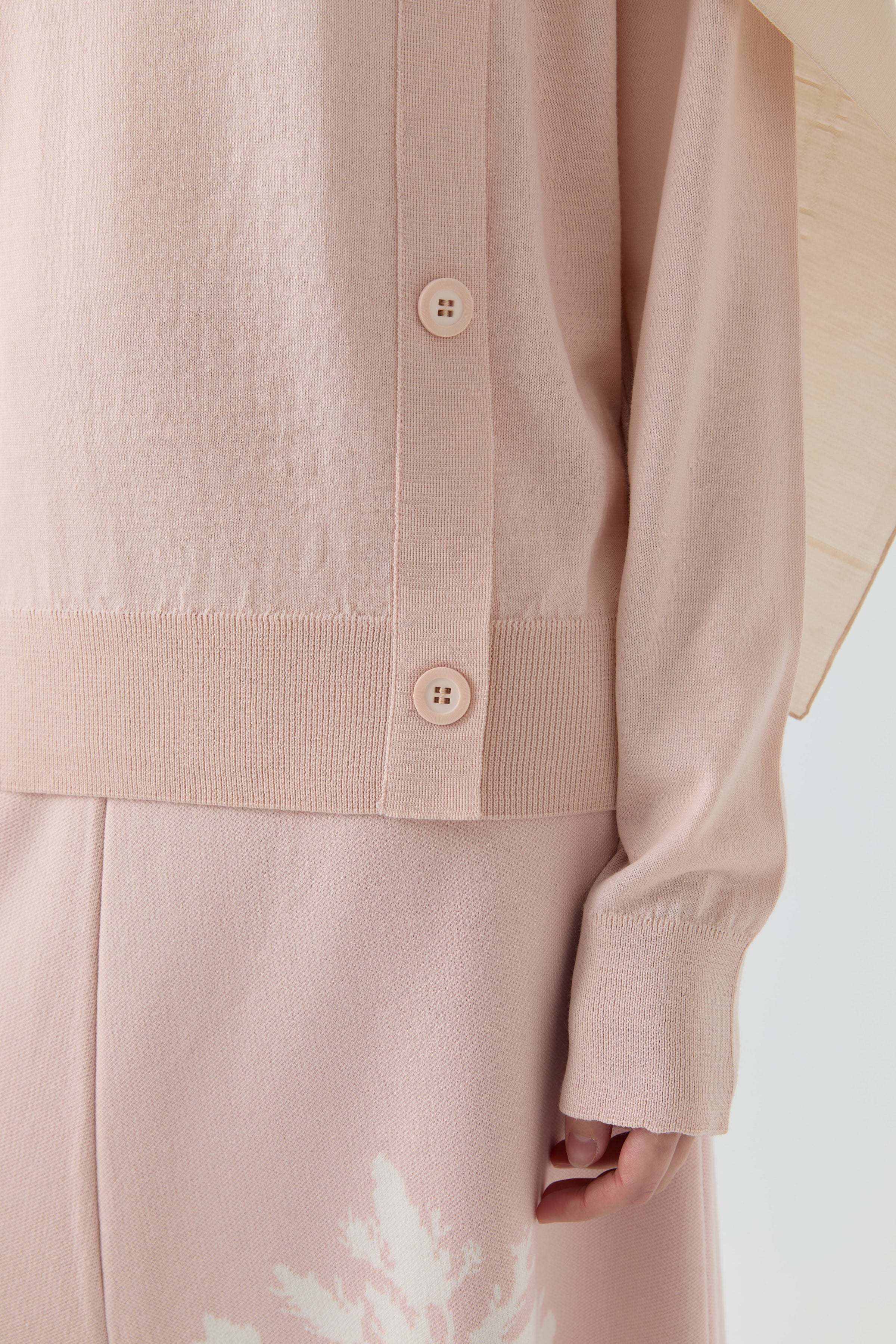 Yandan Düğmeli Kazak - Pudra TUGBA