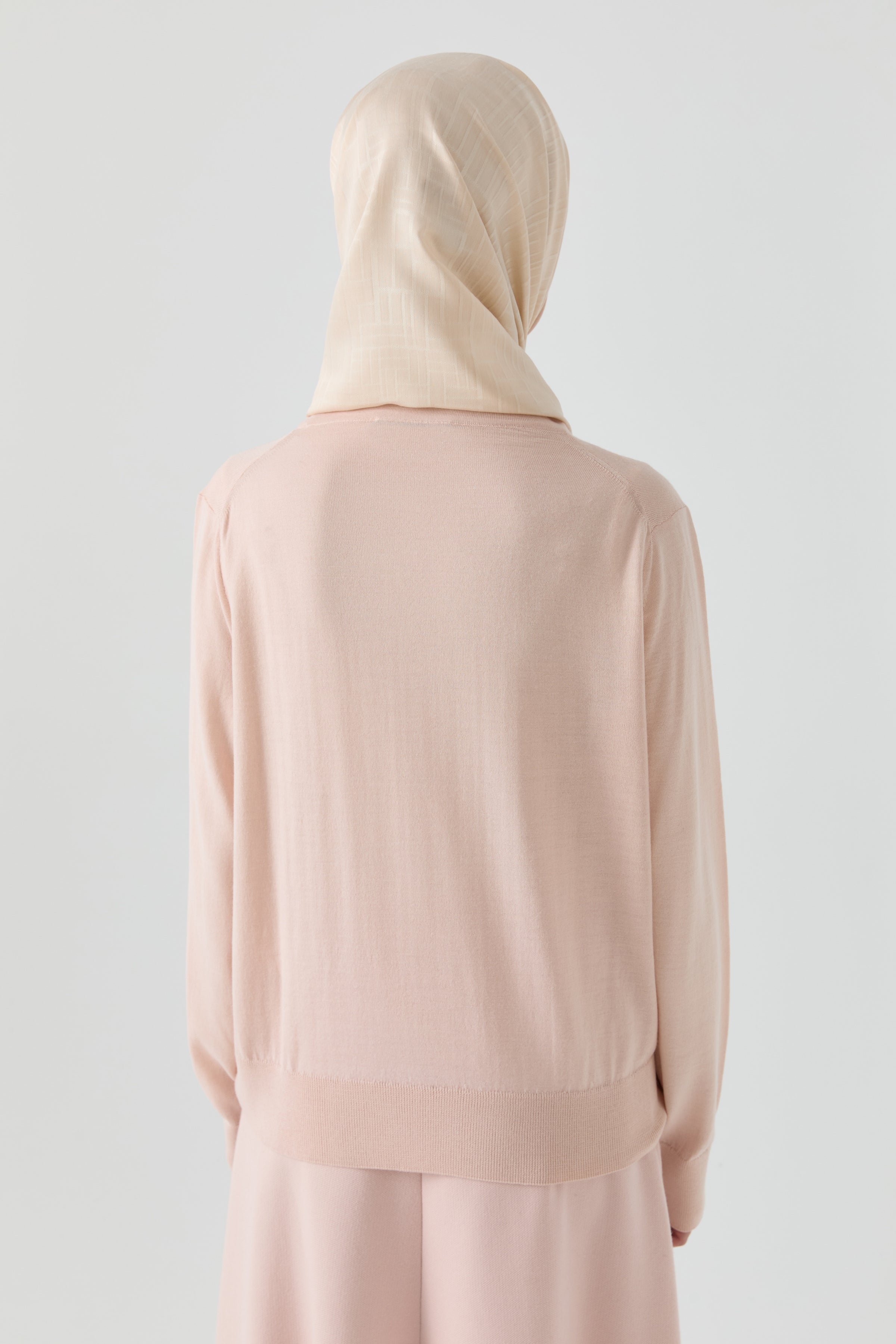 Yandan Düğmeli Kazak - Pudra TUGBA