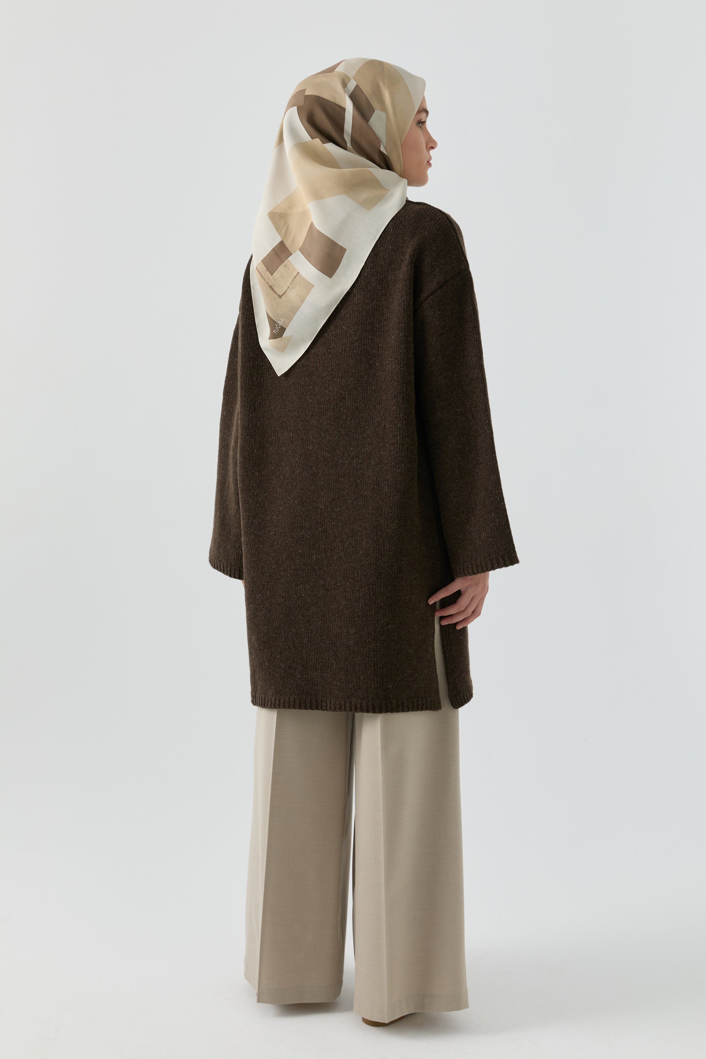 Bisiklet Yaka Tunik - Kahve TUGBA