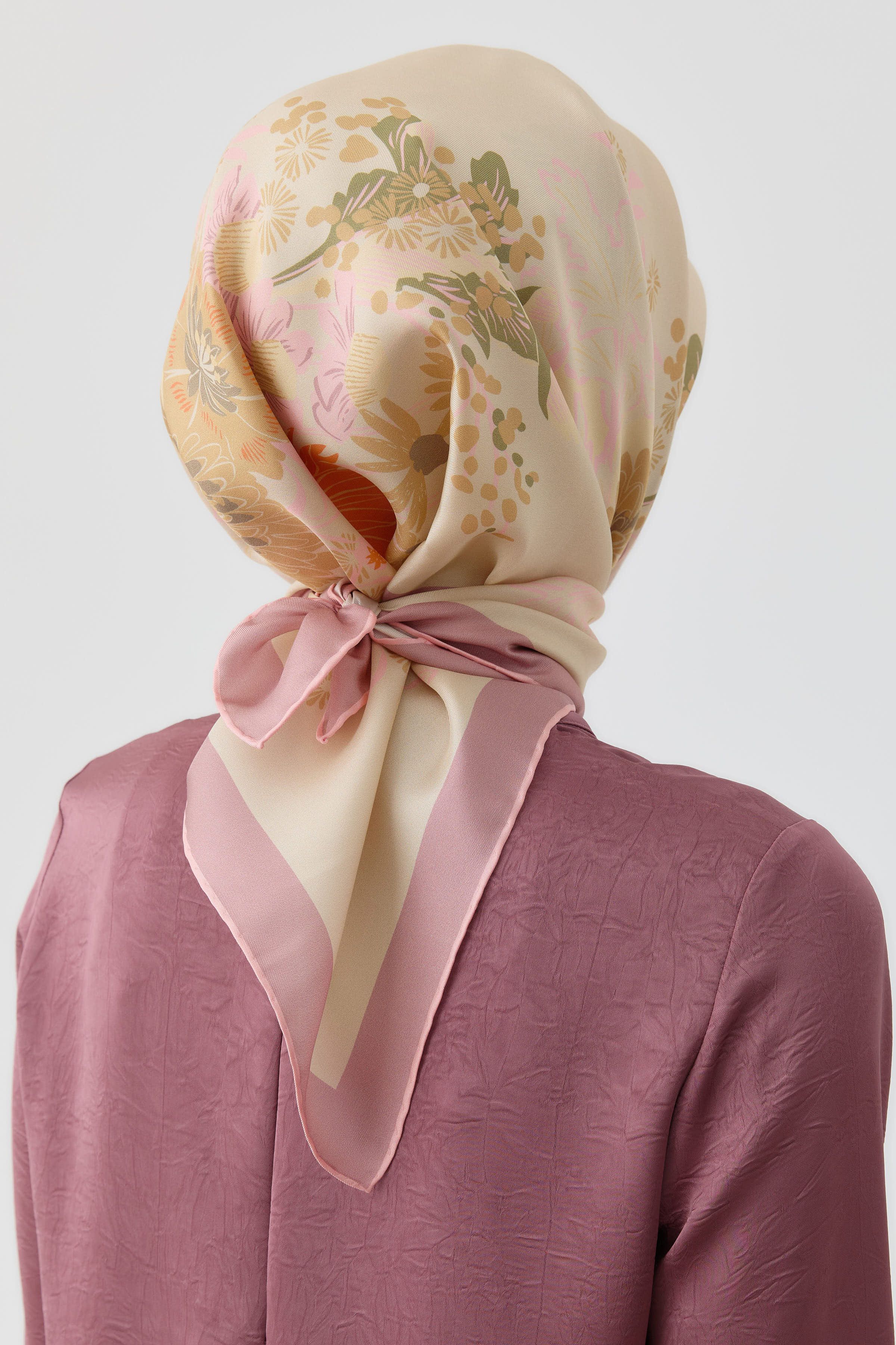 Feraye Twill İpek Eşarp - Gül Kurusu TUGBA