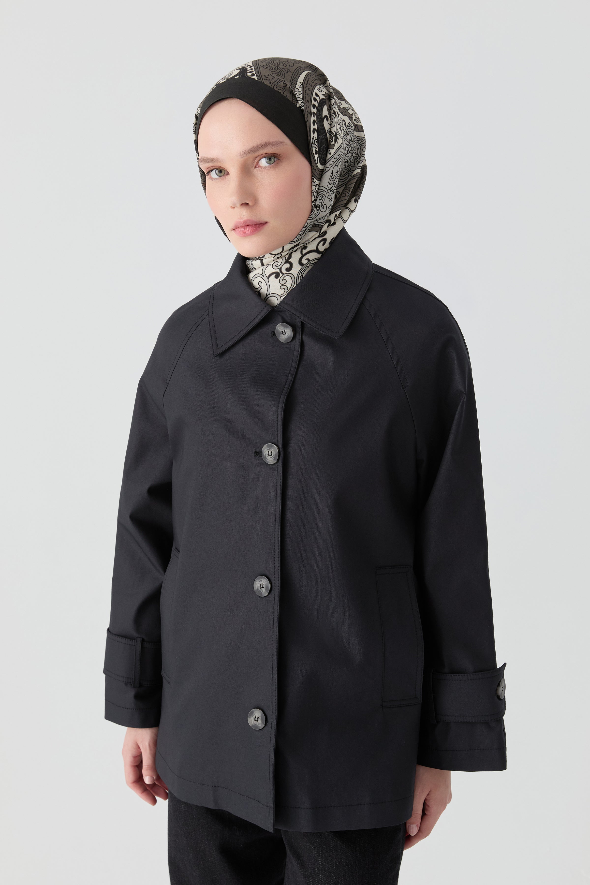Kısa Trençkot - Siyah TUGBA