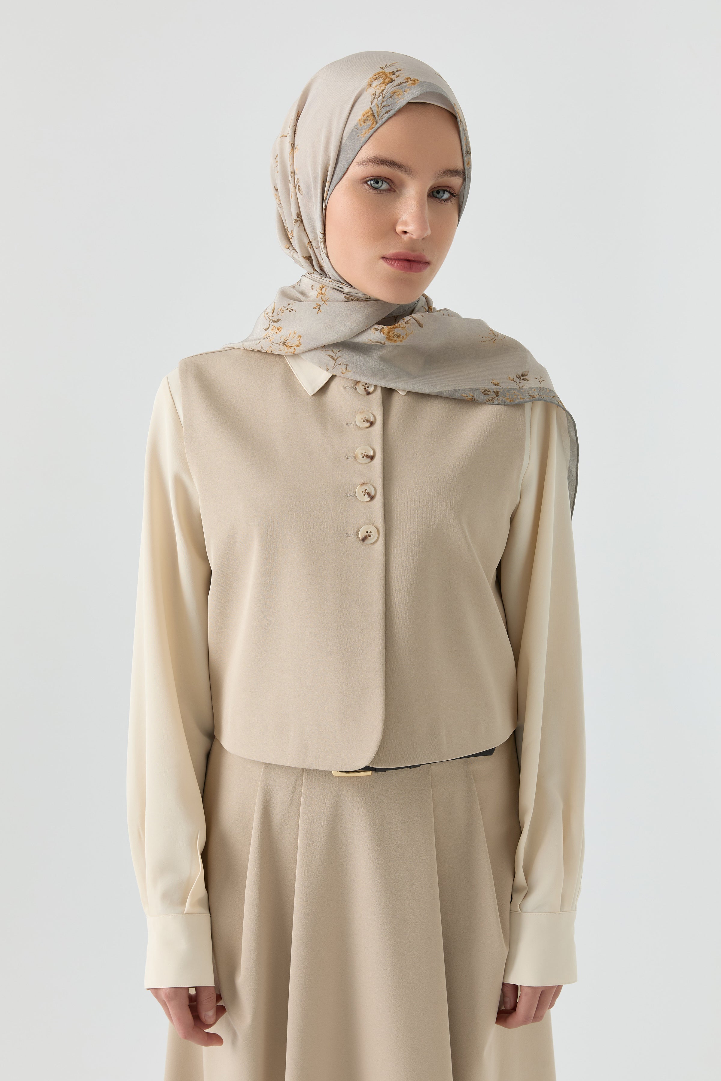 Yelek Etek Takım - Bej TUGBA