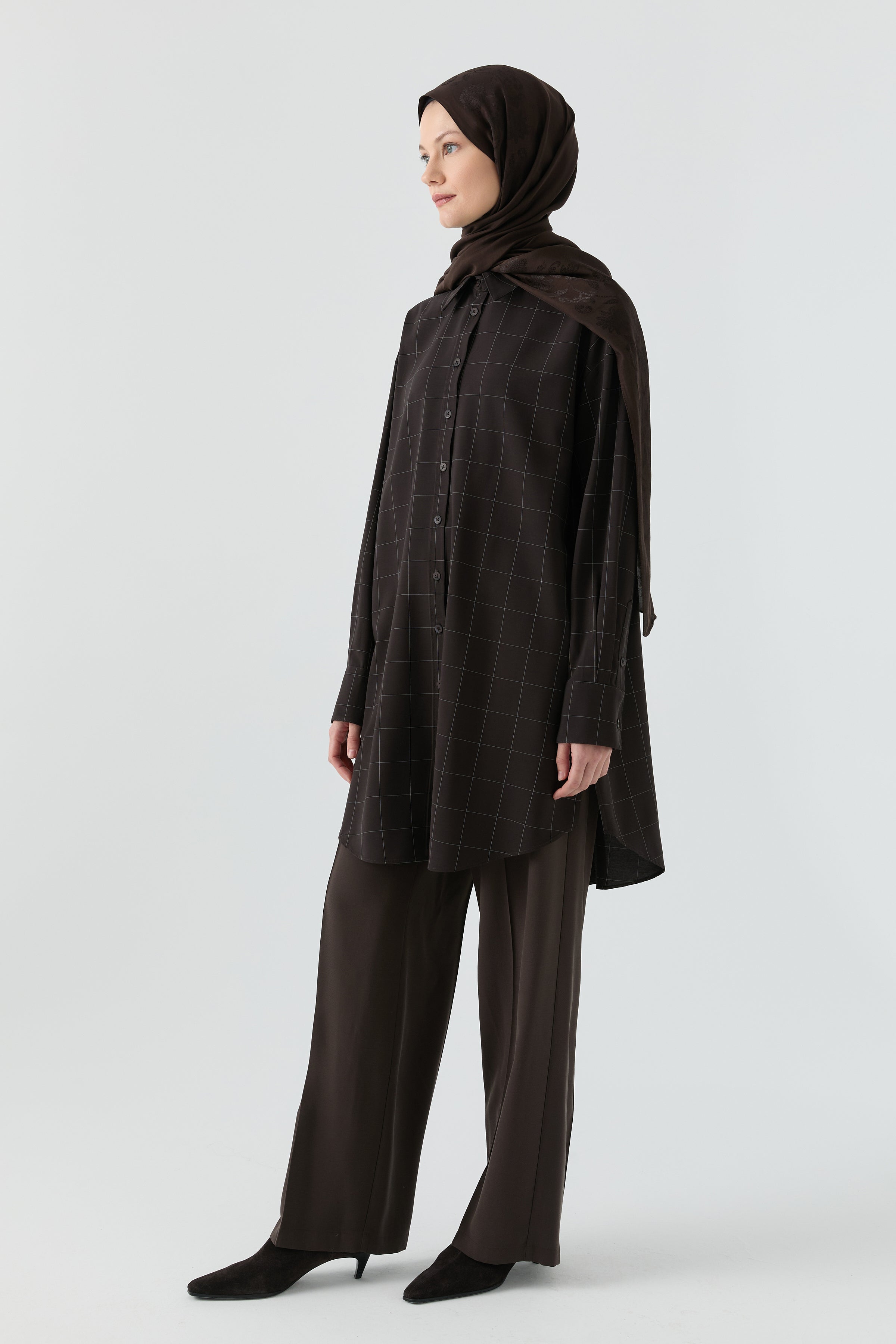 Yüksek Bel Pantolon - Acı Kahve TUGBA