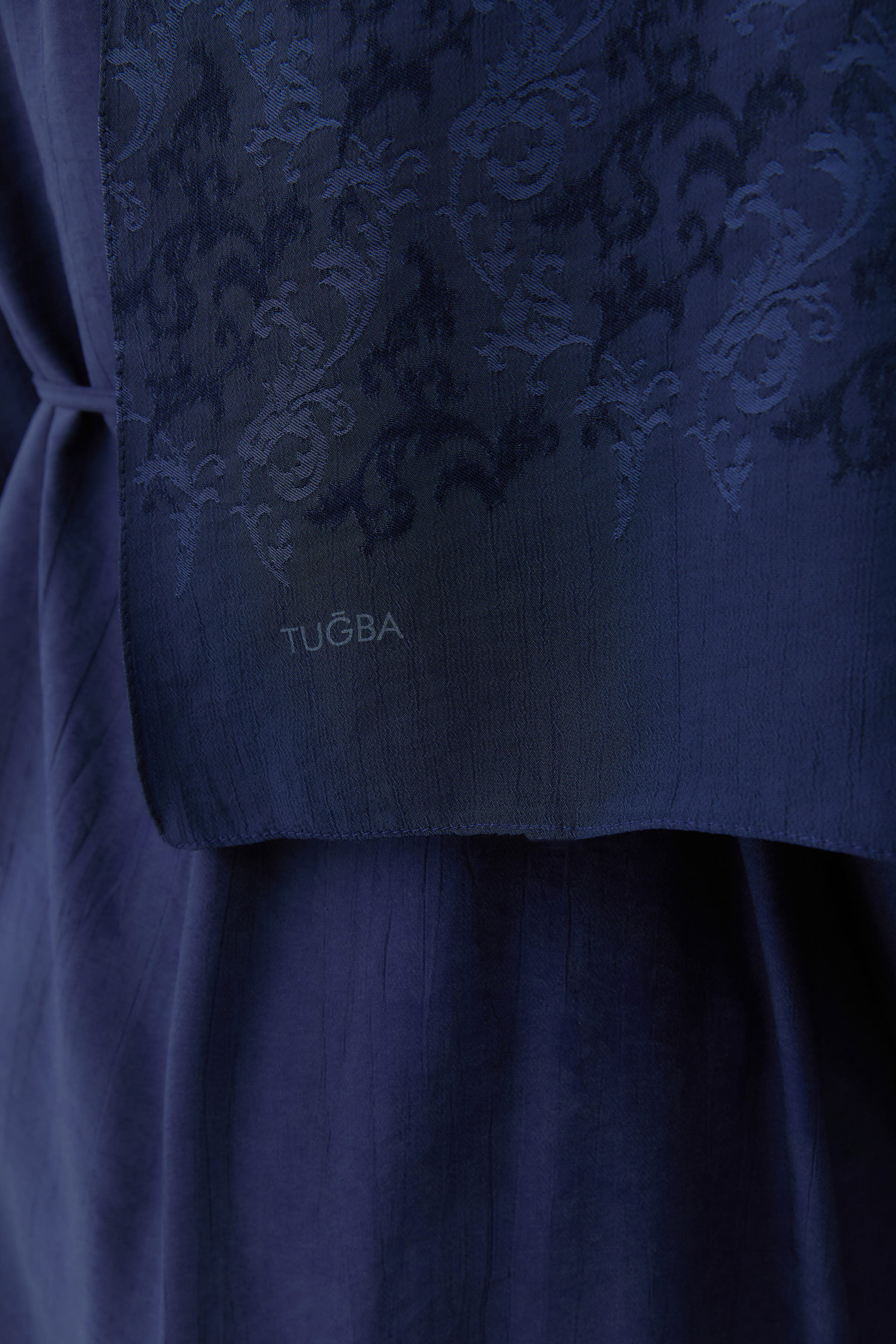 Motifli Jakar Şal - Lacivert TUGBA