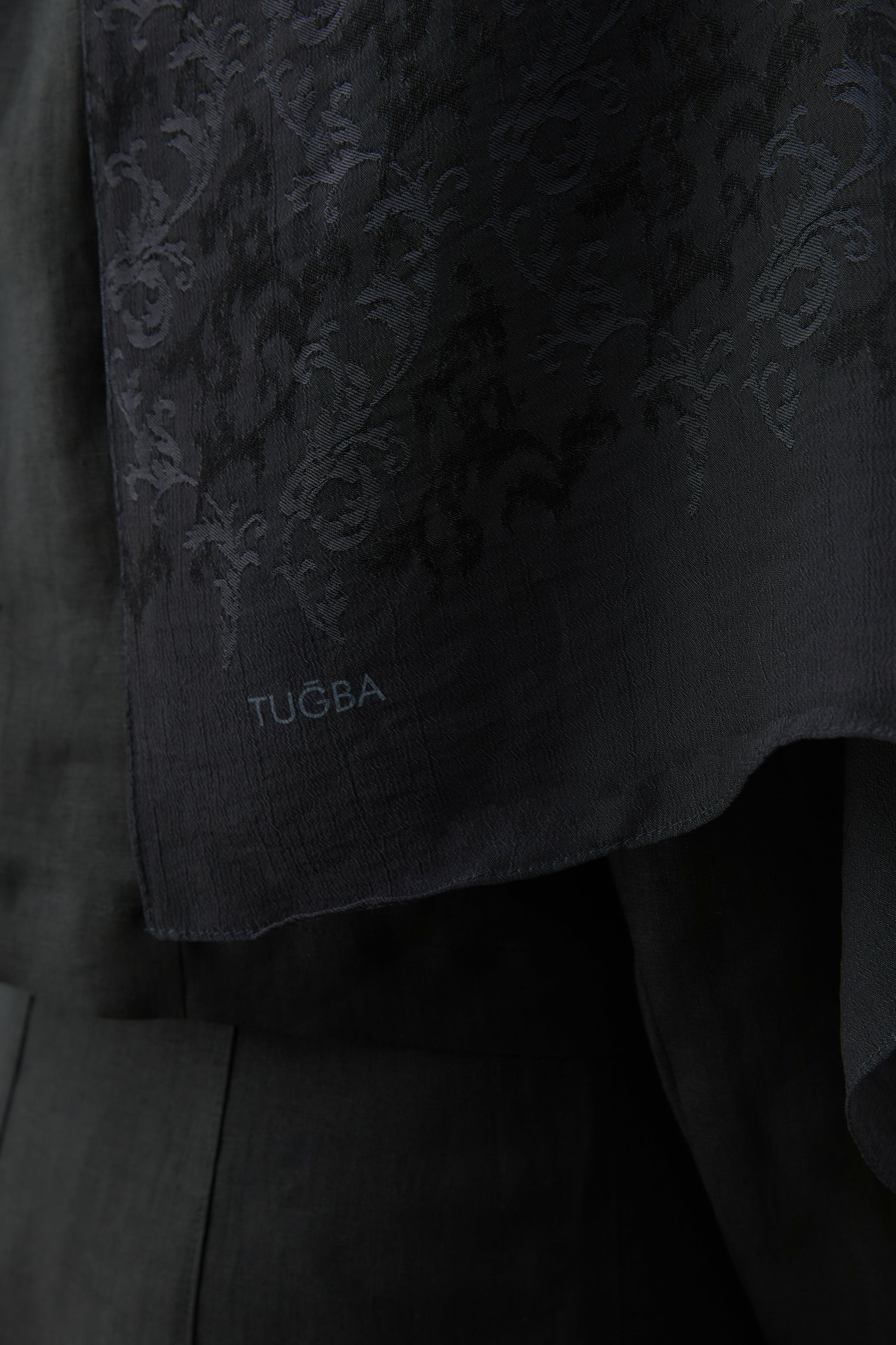 Motifli Jakar Şal - Siyah TUGBA