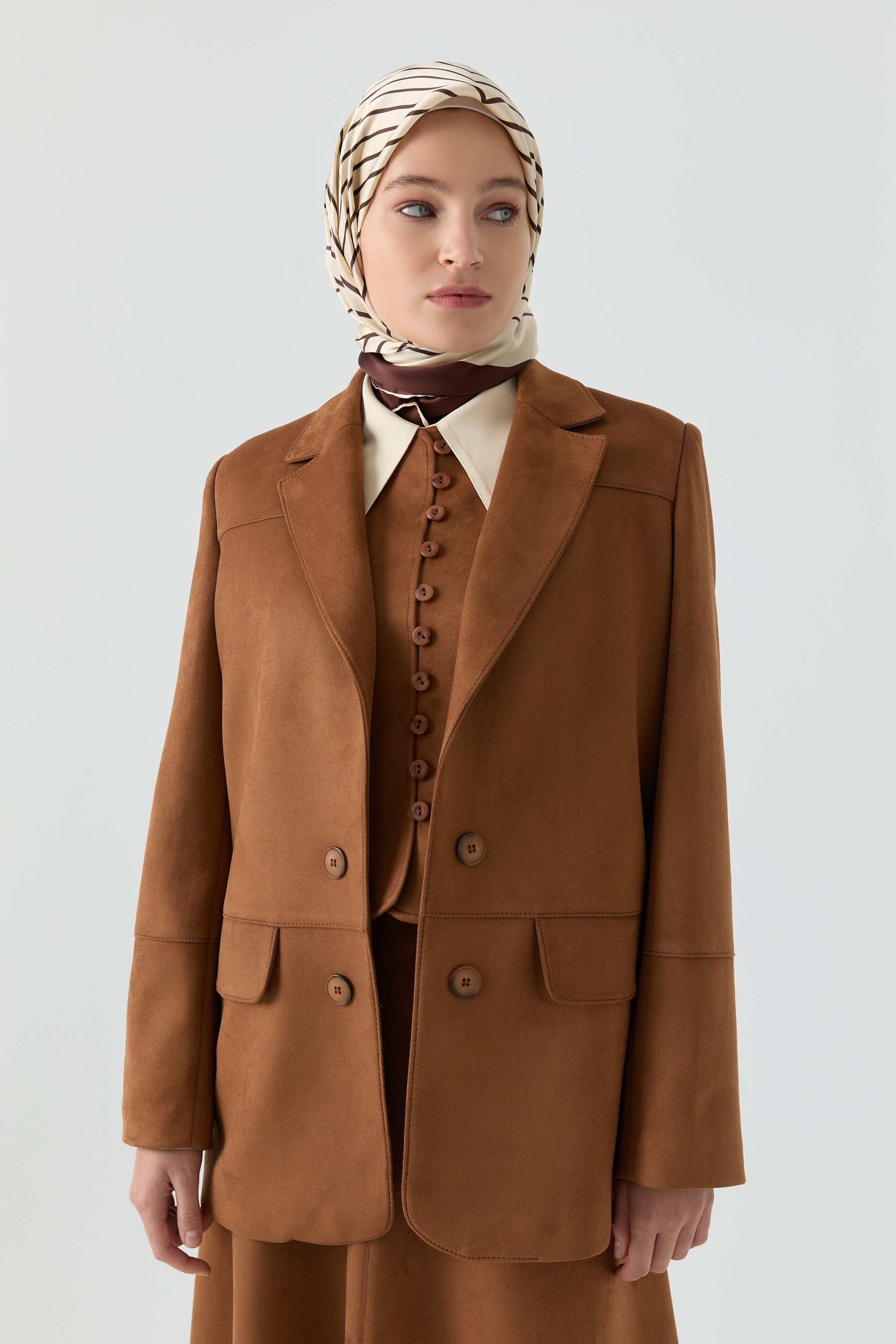 Süet Ceket - Camel TUGBA