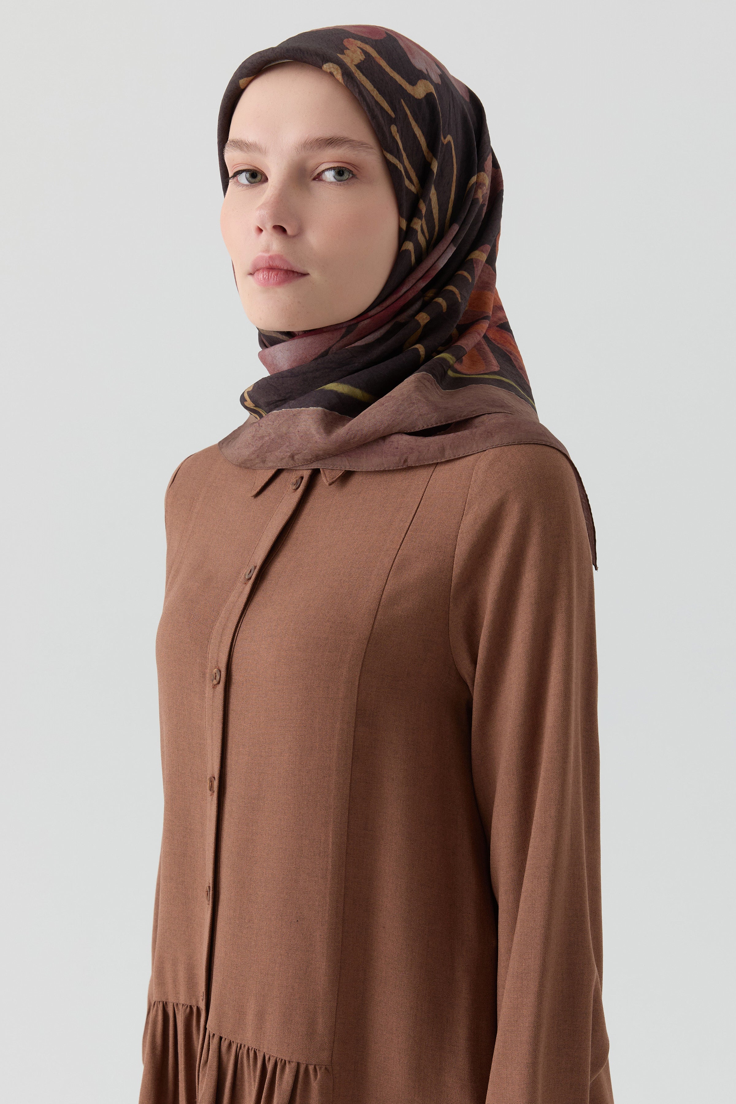 Lalin Natural Eşarp - Kahve TUĞBA
